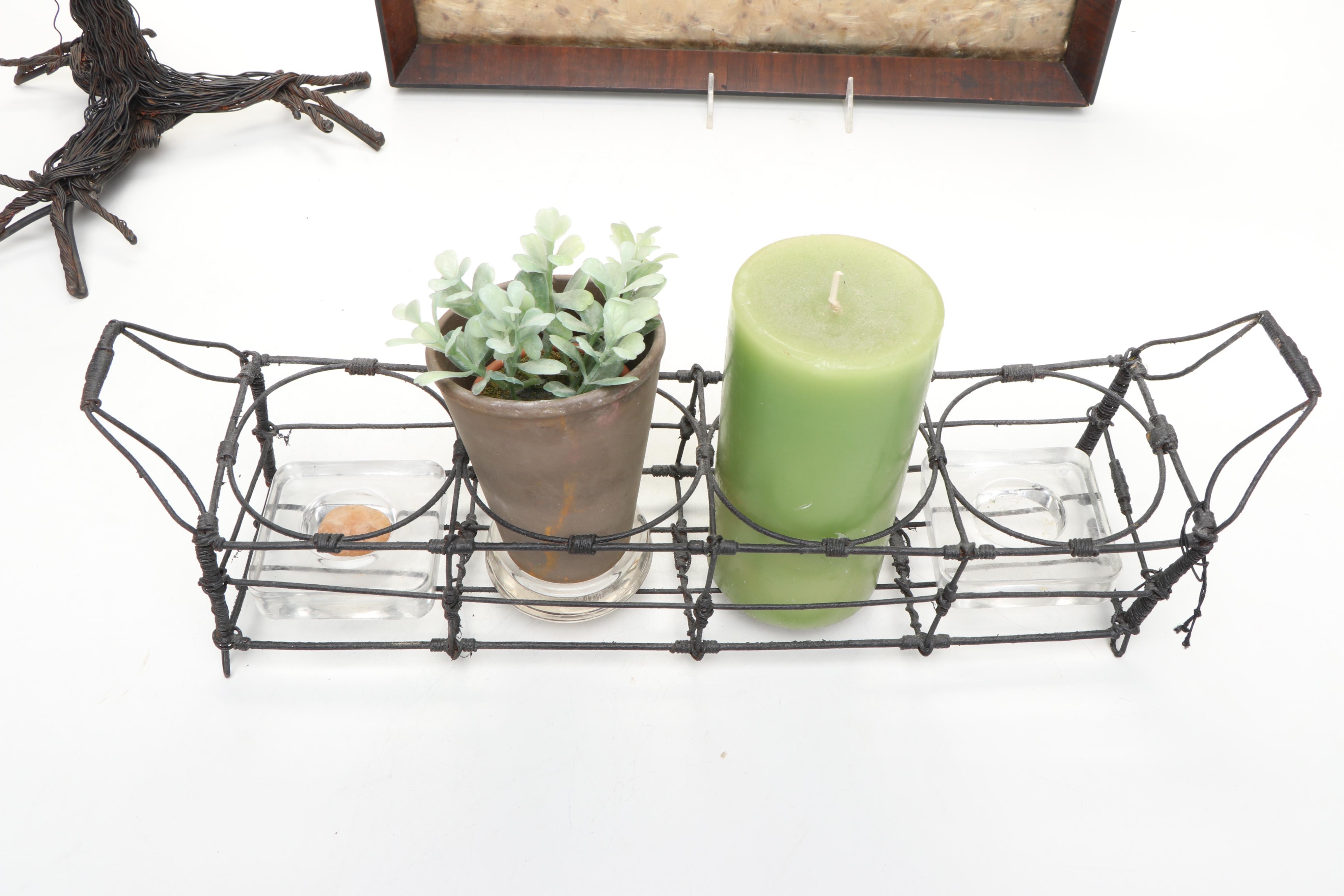 Wire Tree Shaped Votive Holder with Other Candle Holders and Decor