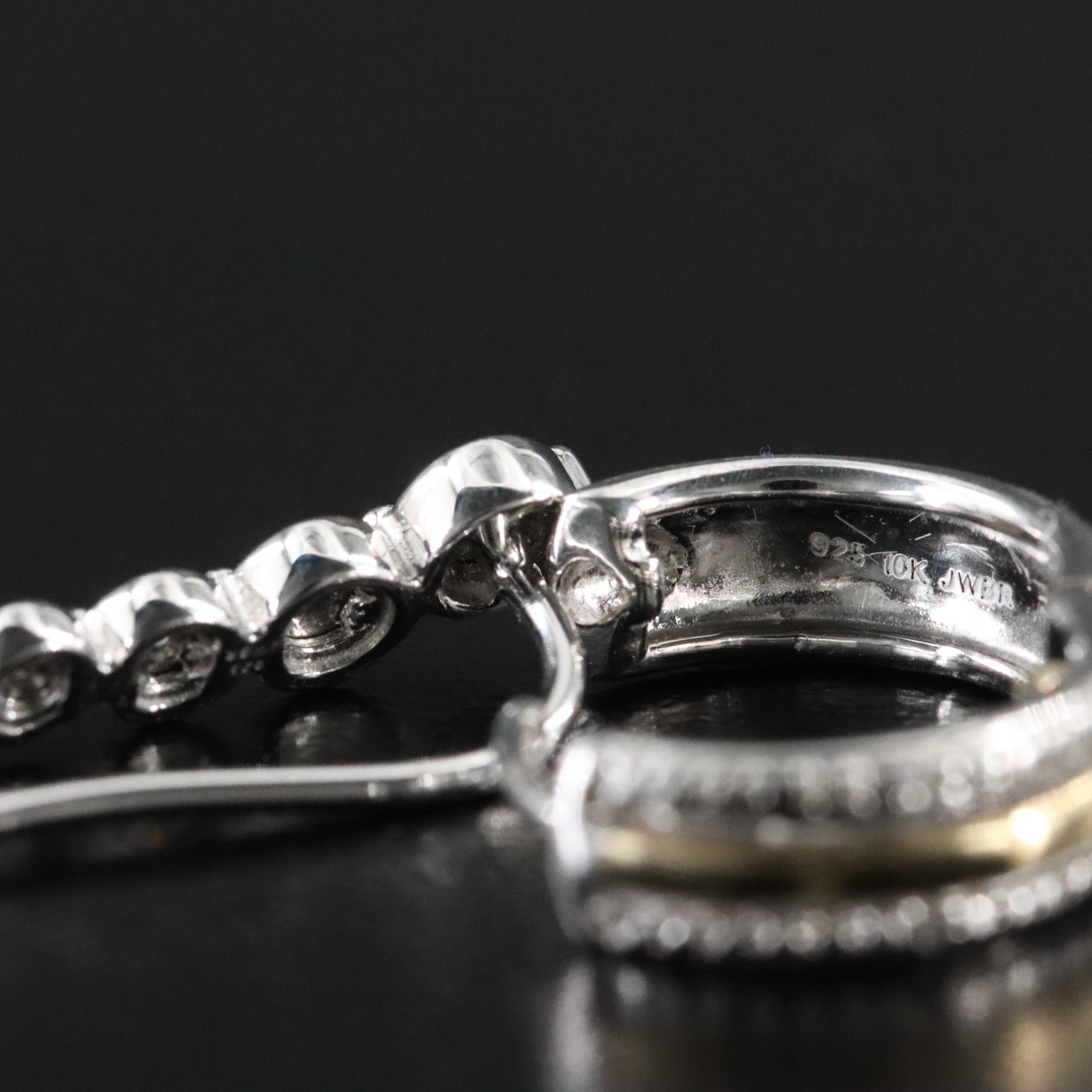 Sterling Diamond Set of Earrings Including 10K Accents