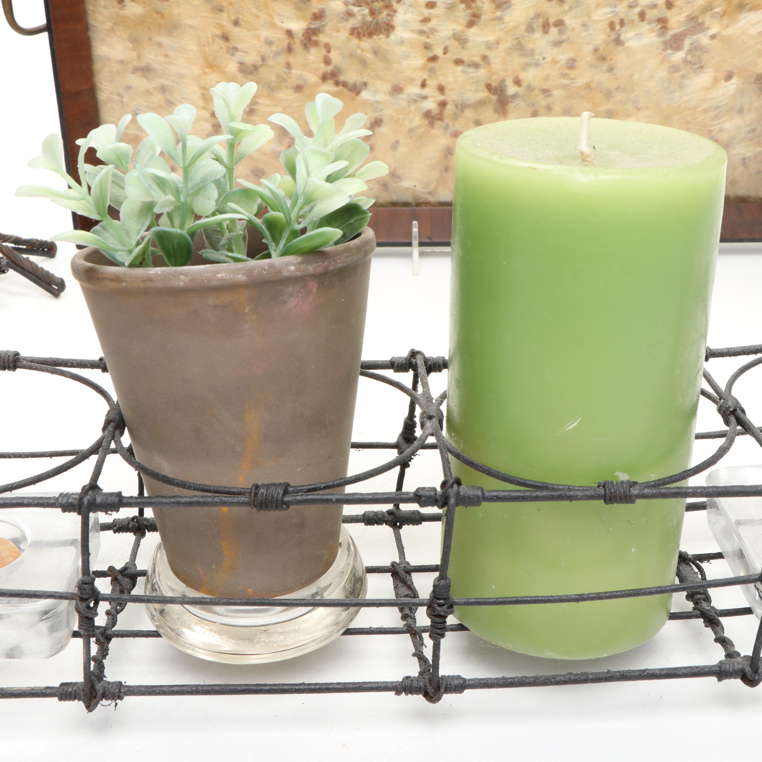 Wire Tree Shaped Votive Holder with Other Candle Holders and Decor