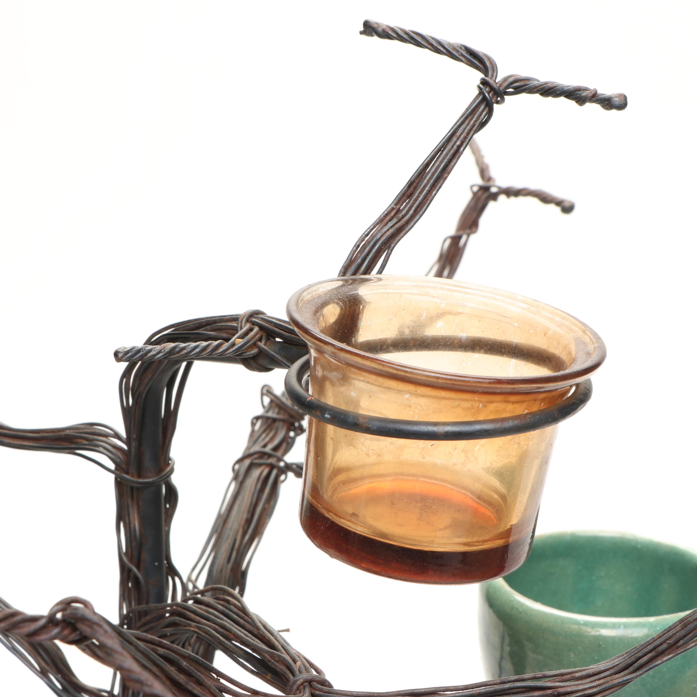 Wire Tree Shaped Votive Holder with Other Candle Holders and Decor