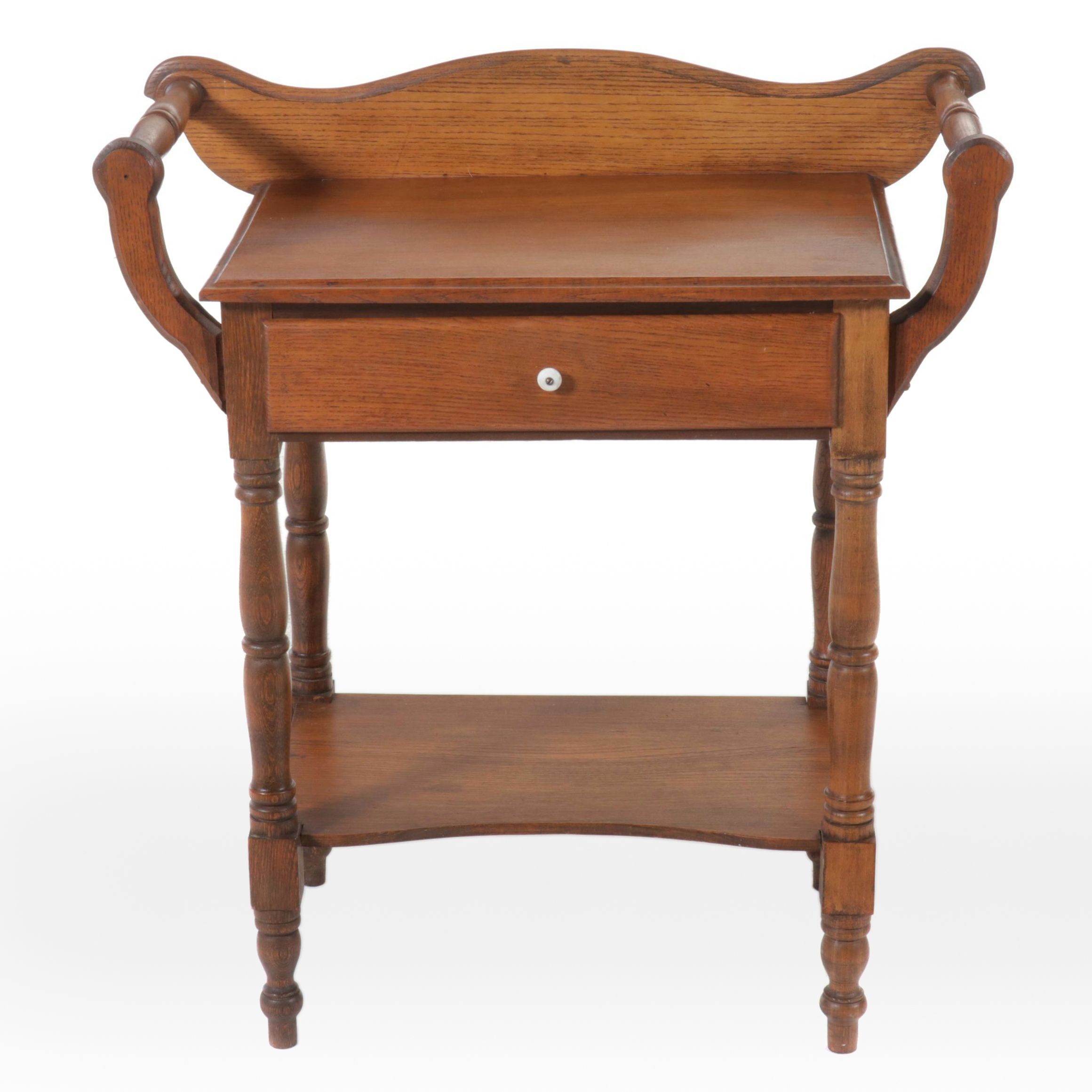 Single-Drawer Oak Washstand
