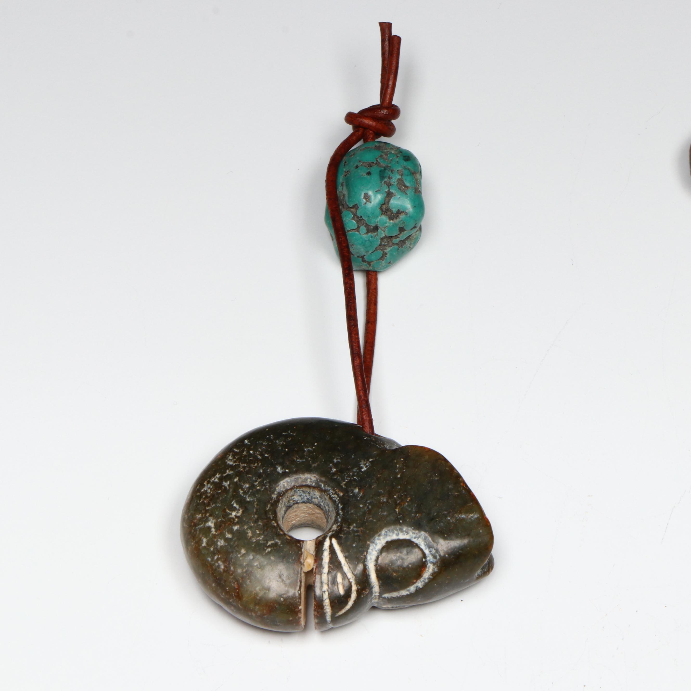 Antique/Vintage Chinese Carved Hardstone and Turquoise Pendants