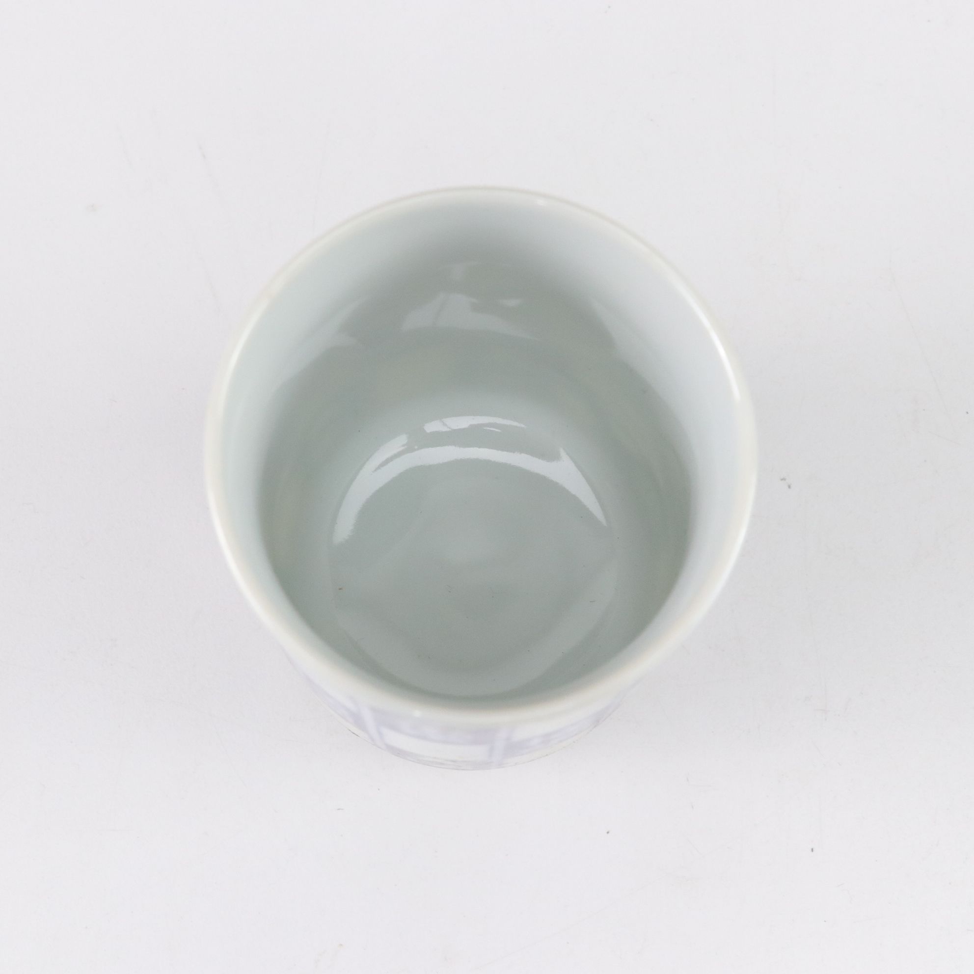 Japanese Porcelain Rice Bowls and Tea Cups with Blue Transferware Coffee Cups