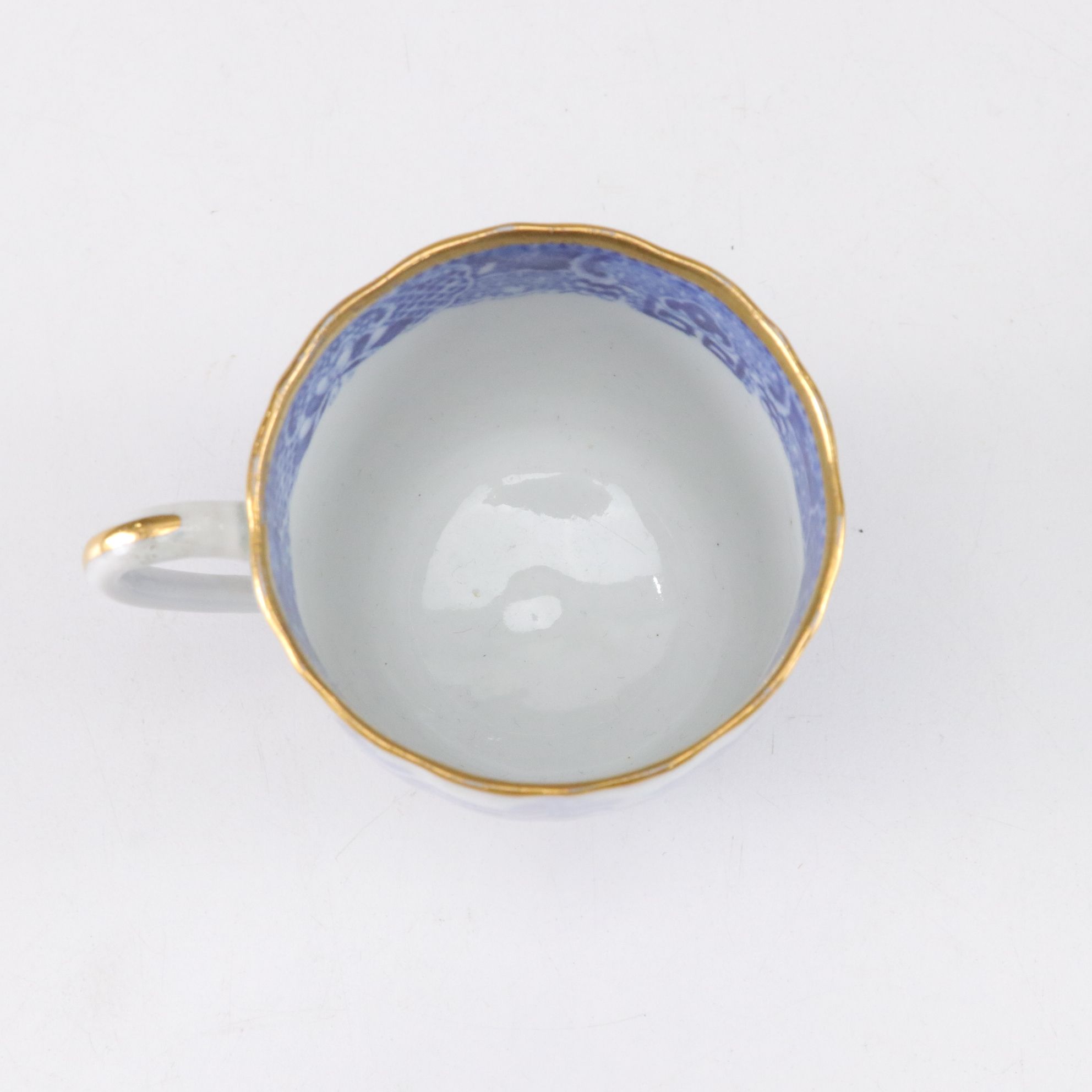 Japanese Porcelain Rice Bowls and Tea Cups with Blue Transferware Coffee Cups