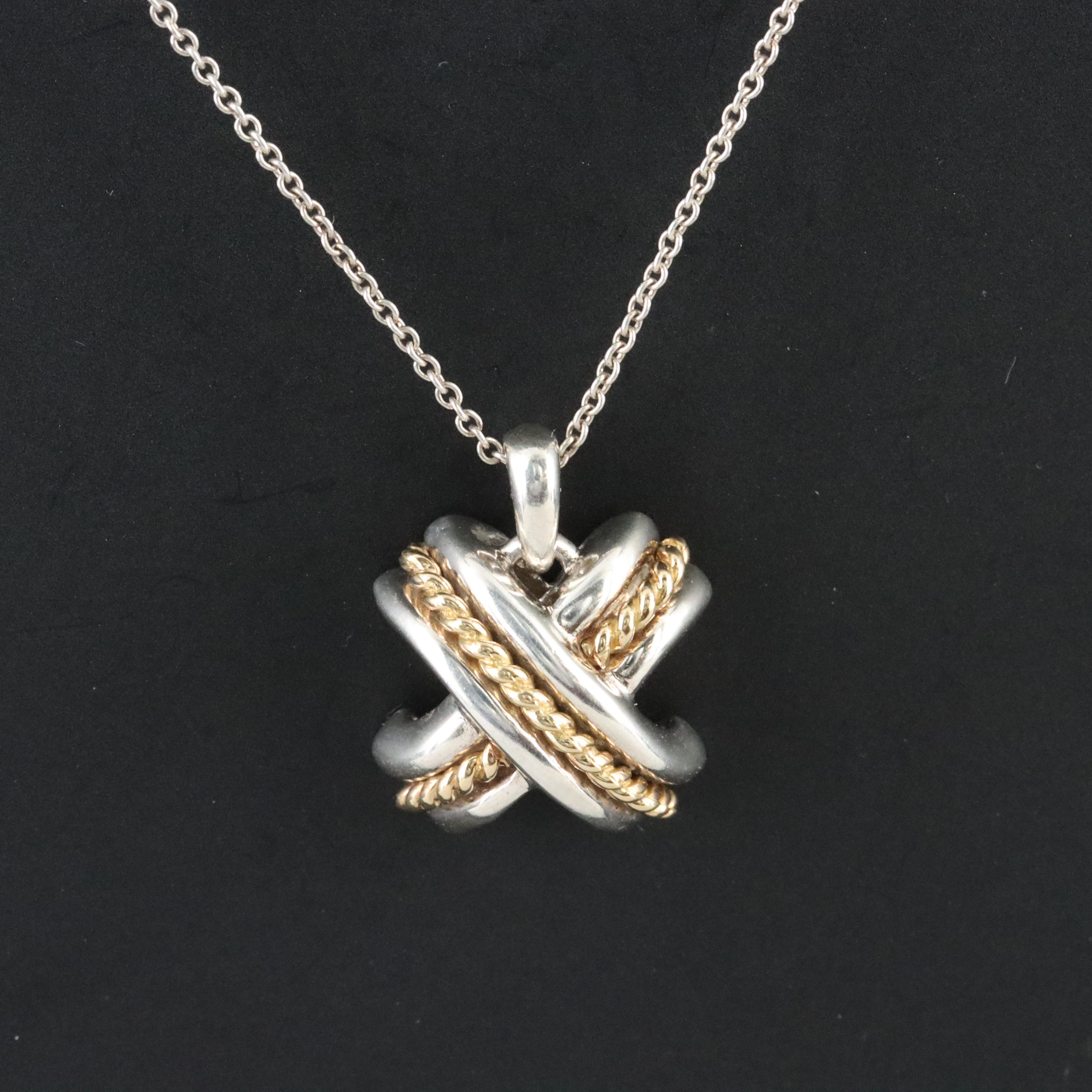 Tiffany & Co. Signature X Sterling and 18K Pendant Necklace