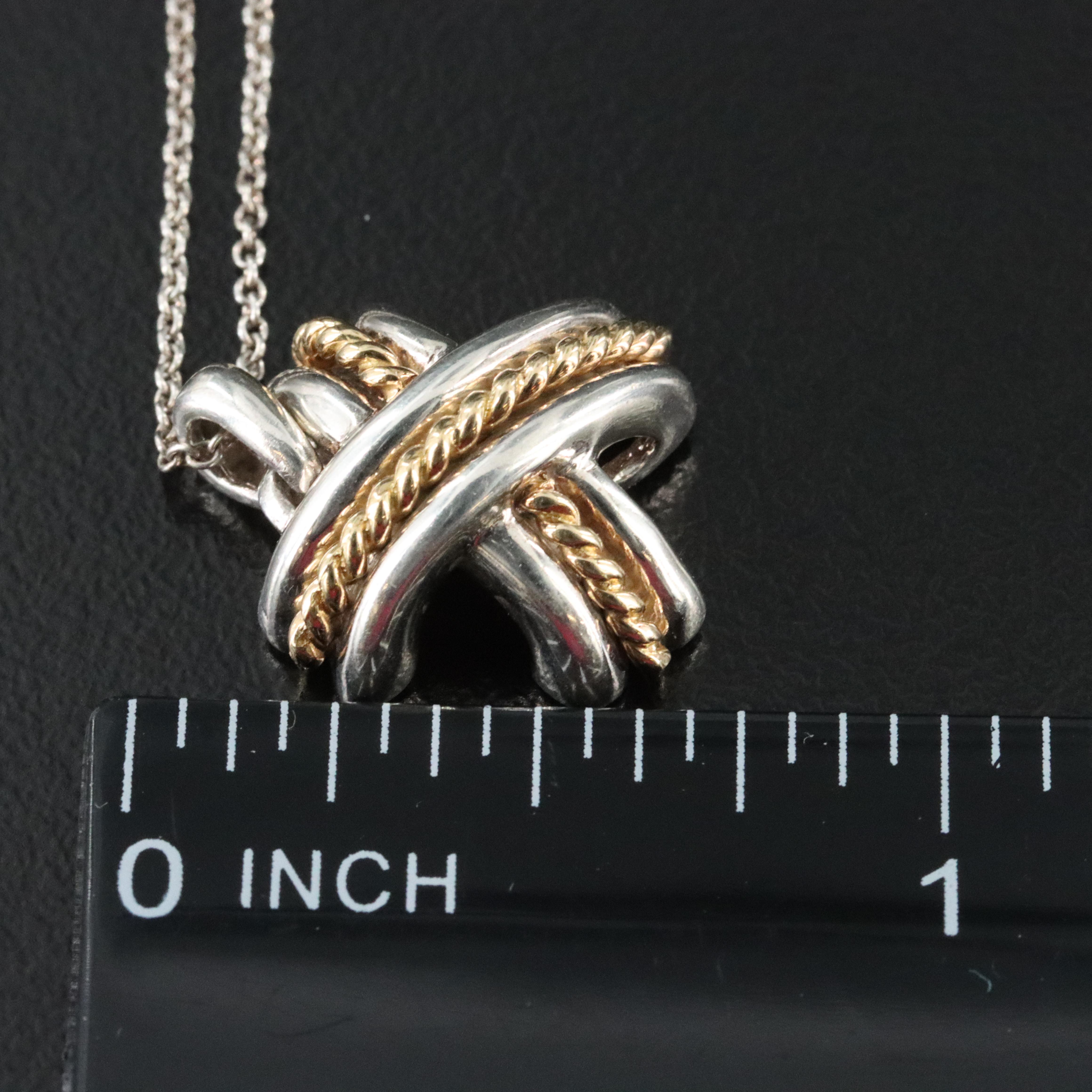 Tiffany & Co. Signature X Sterling and 18K Pendant Necklace