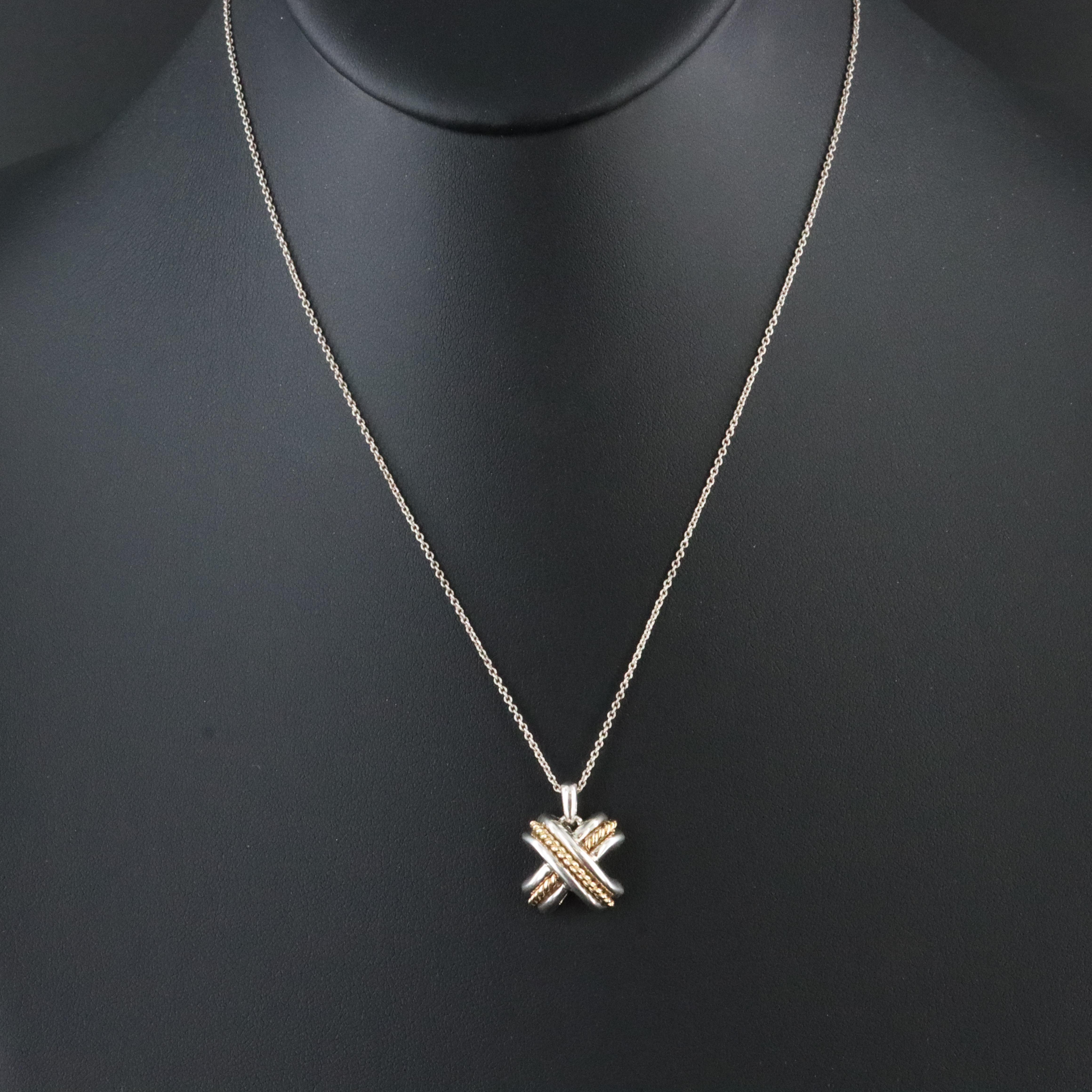 Tiffany & Co. Signature X Sterling and 18K Pendant Necklace