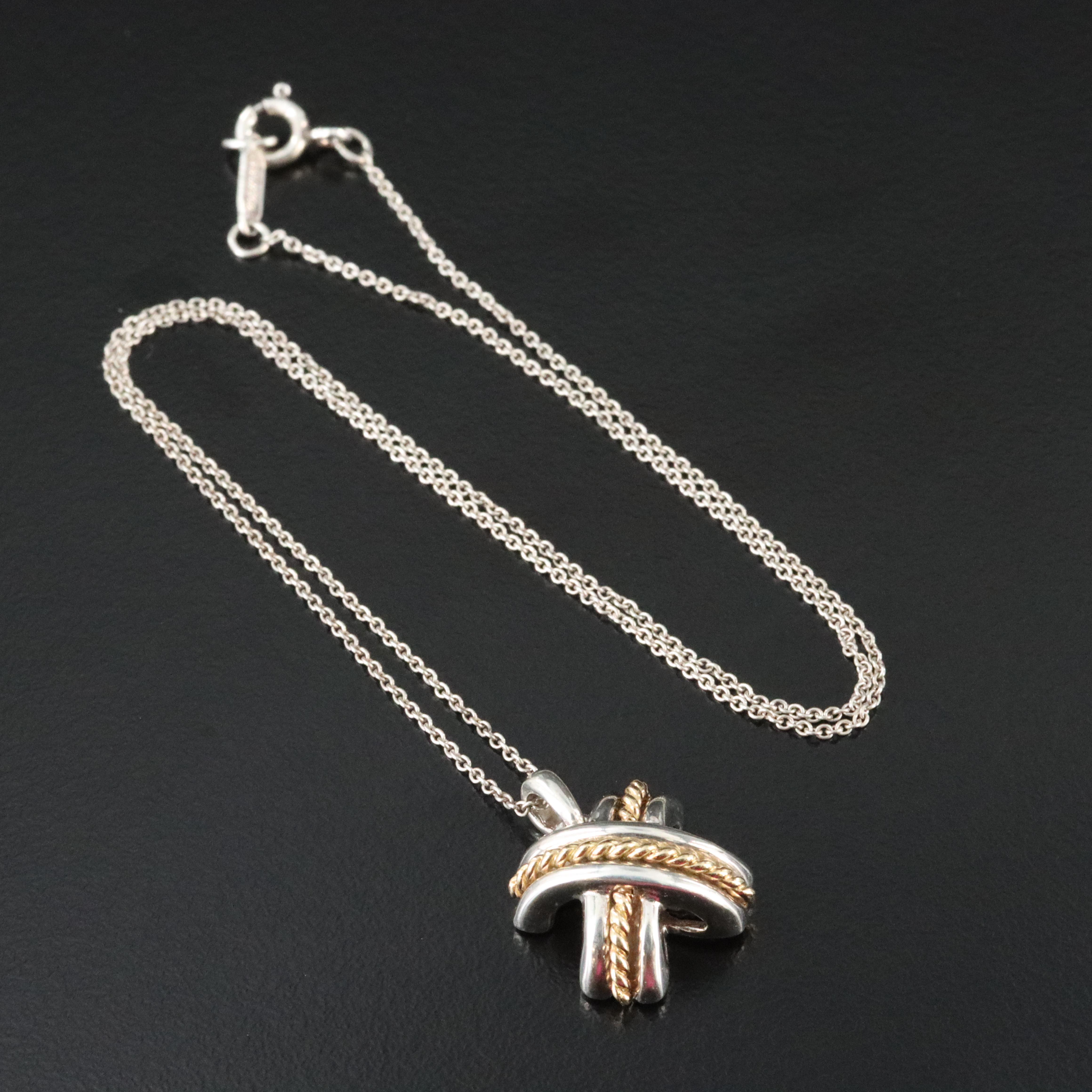 Tiffany & Co. Signature X Sterling and 18K Pendant Necklace