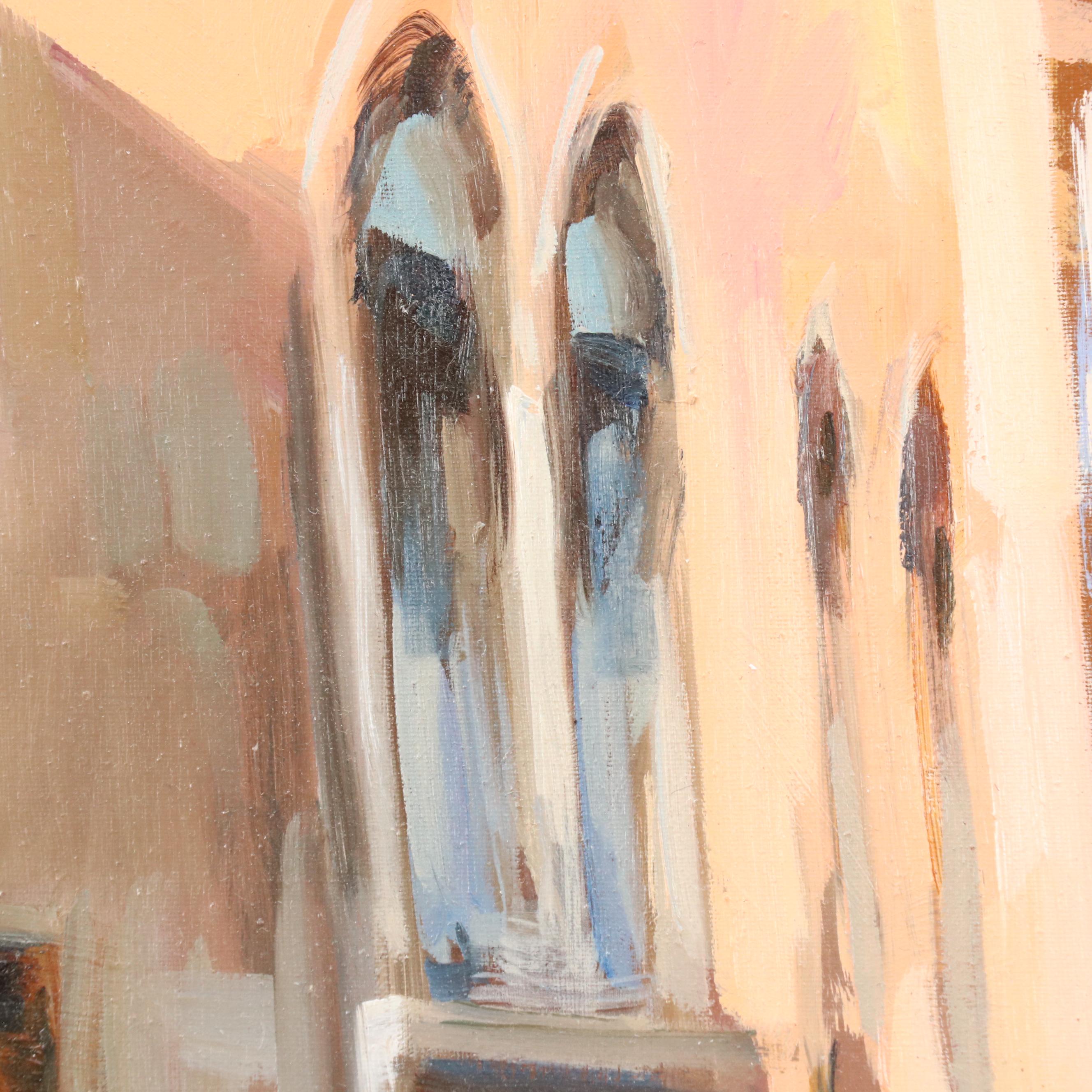 Claudio Simonetti Oil Painting of Venetian Canal with Gondolas