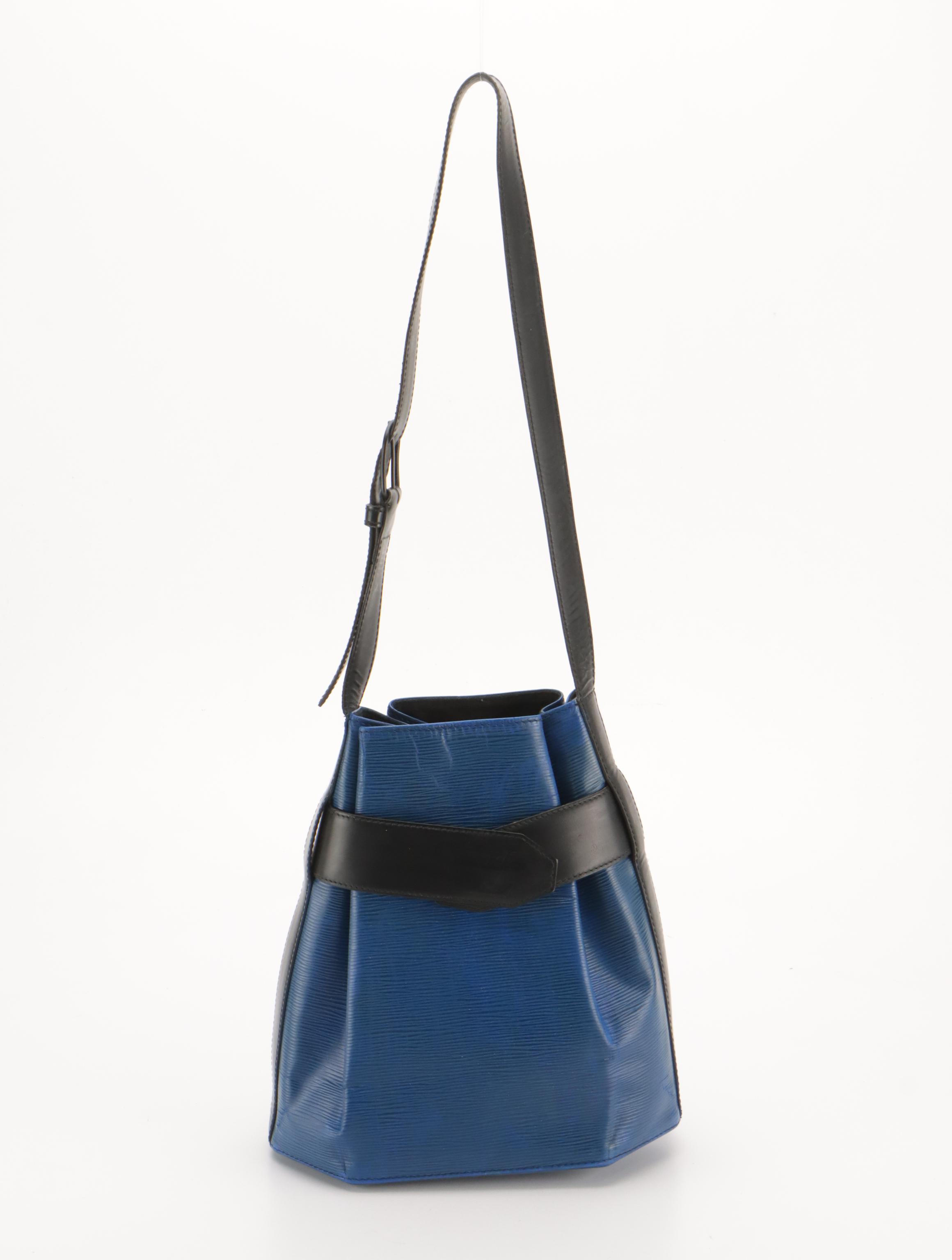 Louis Vuitton Sac D'Epaule Bag in Toledo Blue Epi and Black Smooth Leather