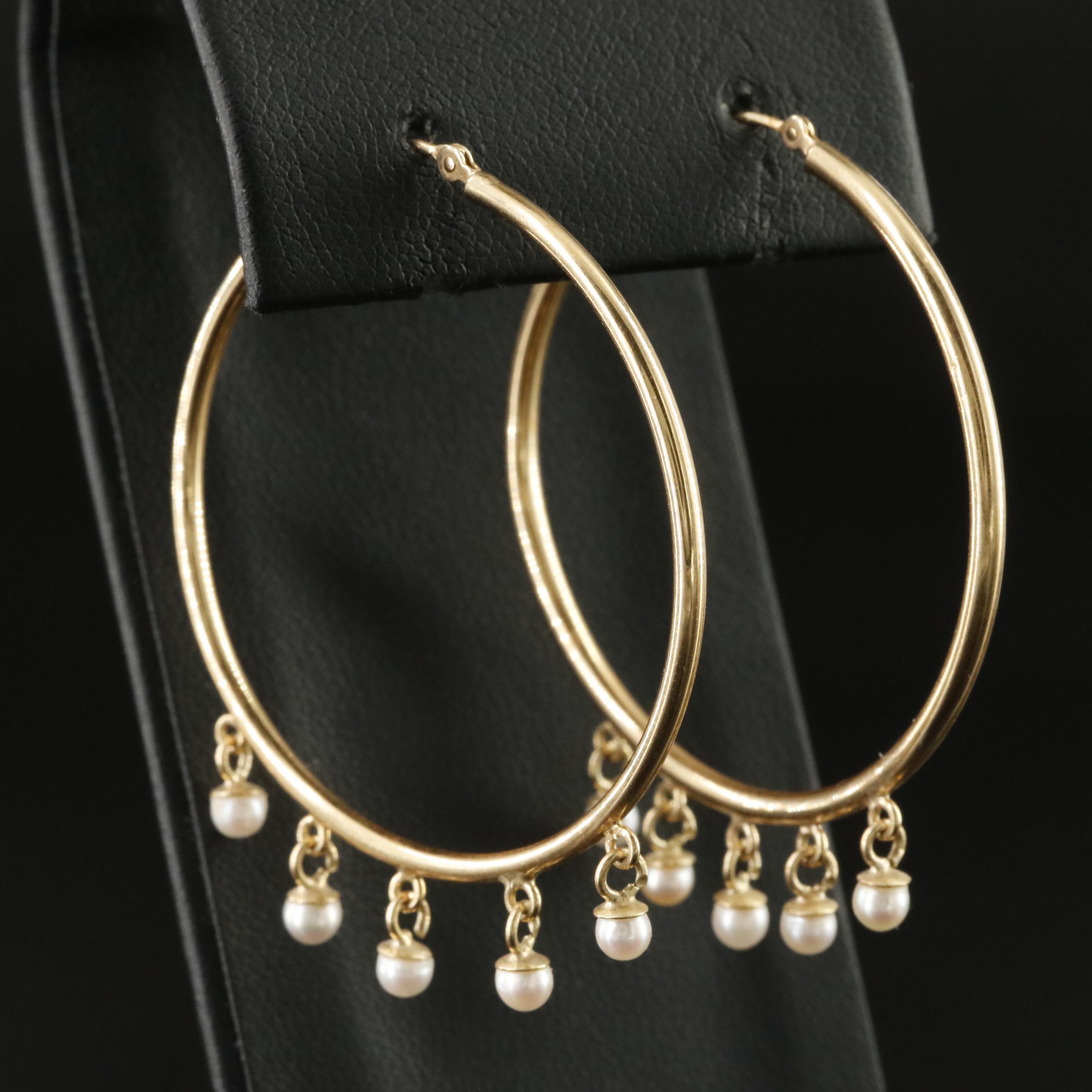 14K Hoops with Pearl Fringe
