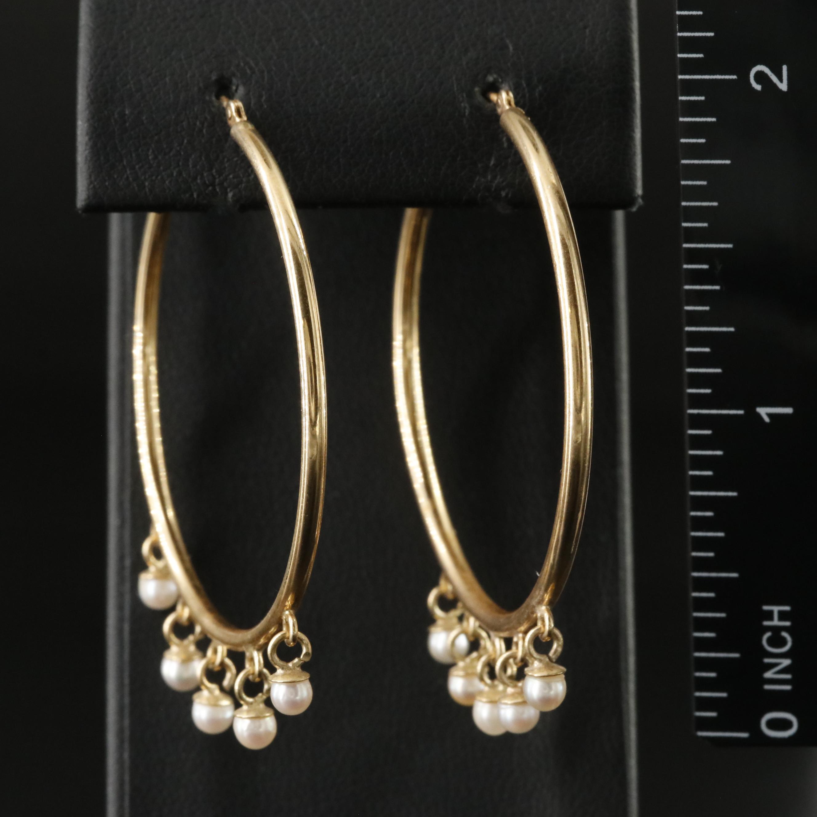 14K Hoops with Pearl Fringe