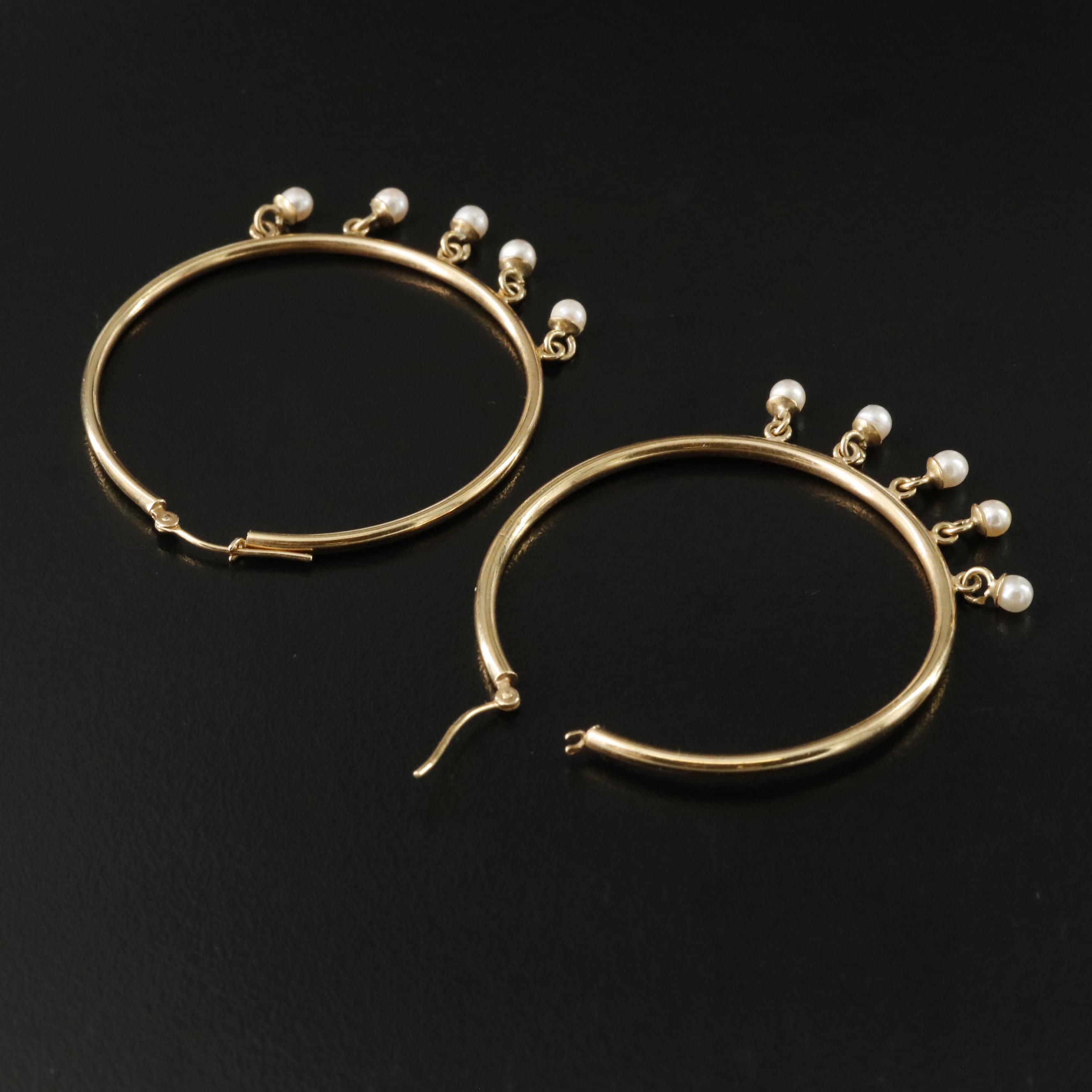 14K Hoops with Pearl Fringe