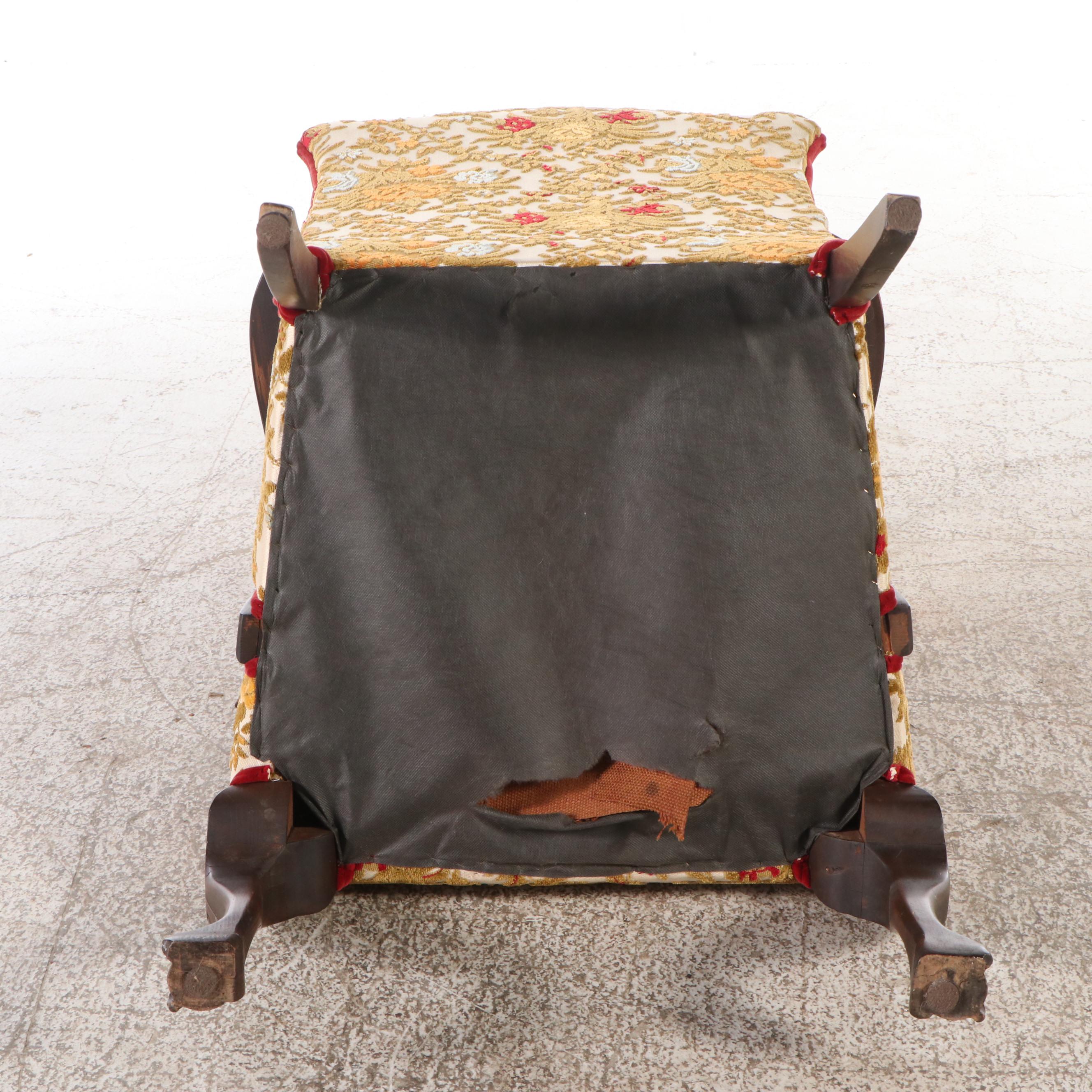 Floral Upholstered Mahogany Fauteuil