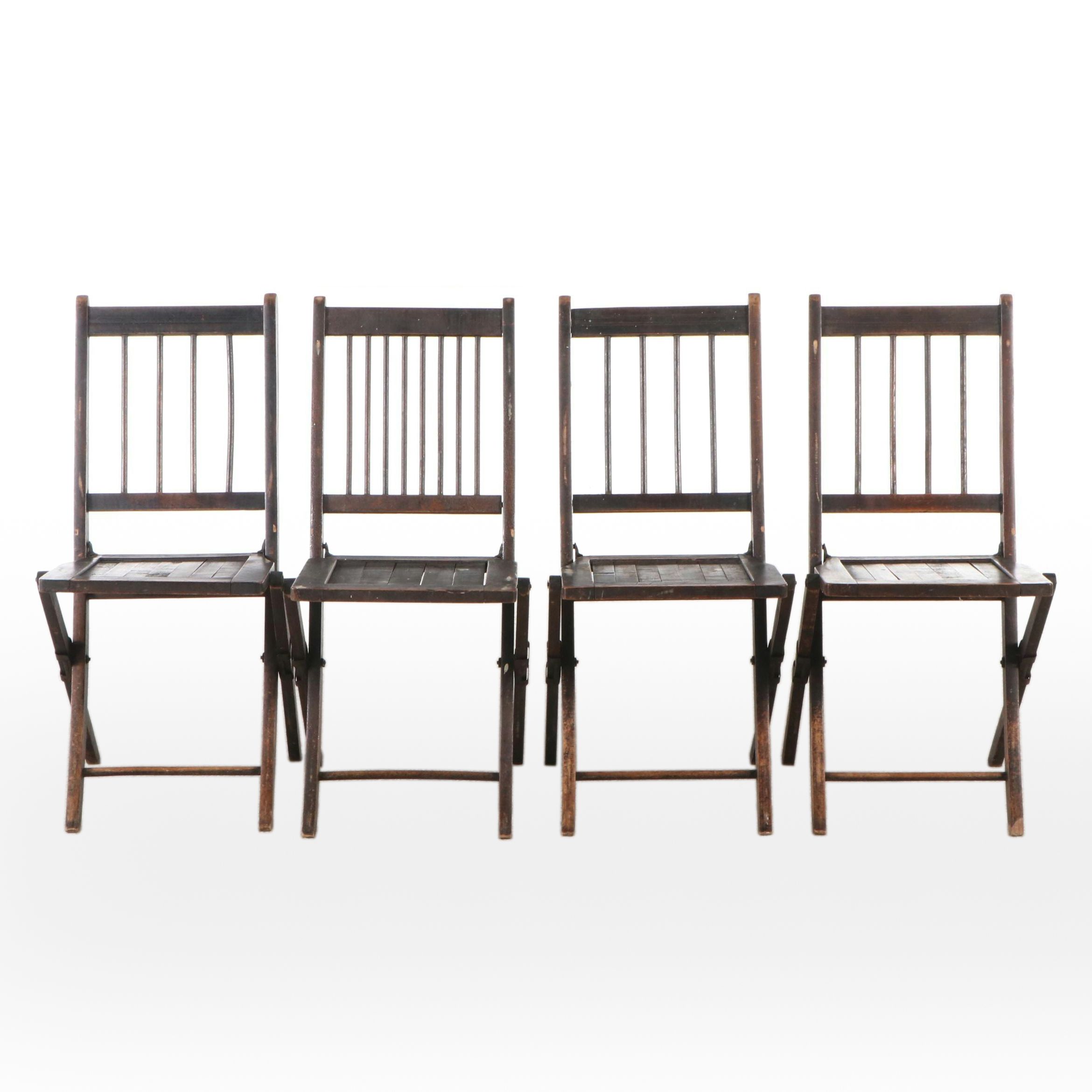 Set of Four Vintage Painted Wood Folding Chairs