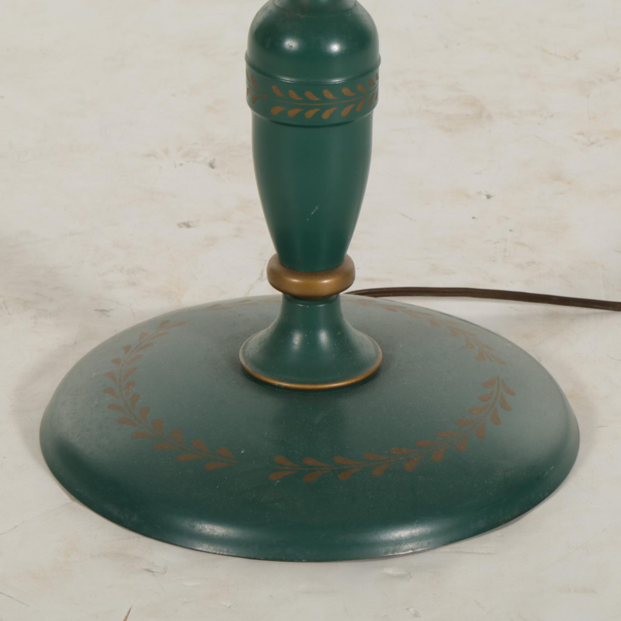 Green Toleware Metal Floor Lamp, Late 20th Century