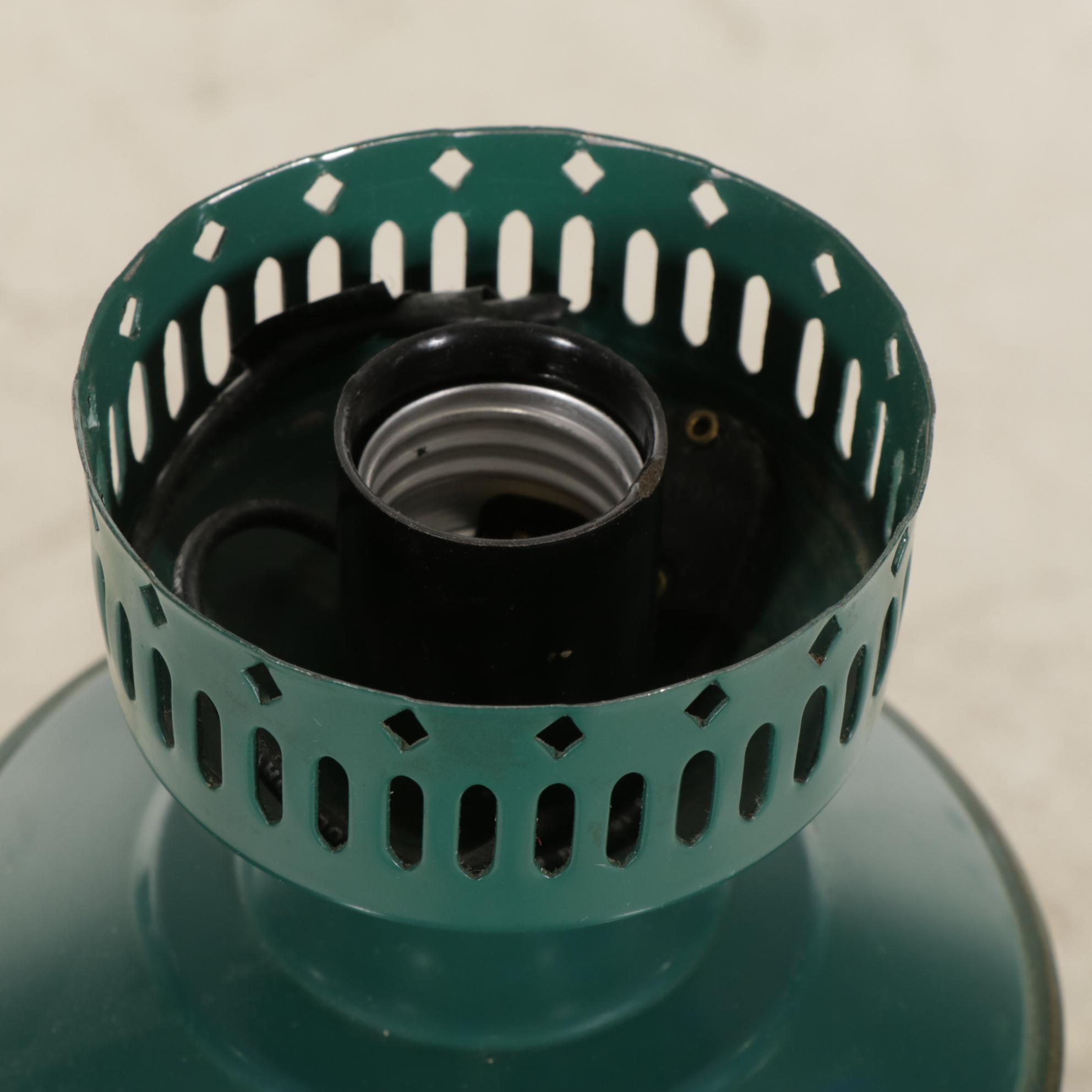 Green Toleware Metal Floor Lamp, Late 20th Century