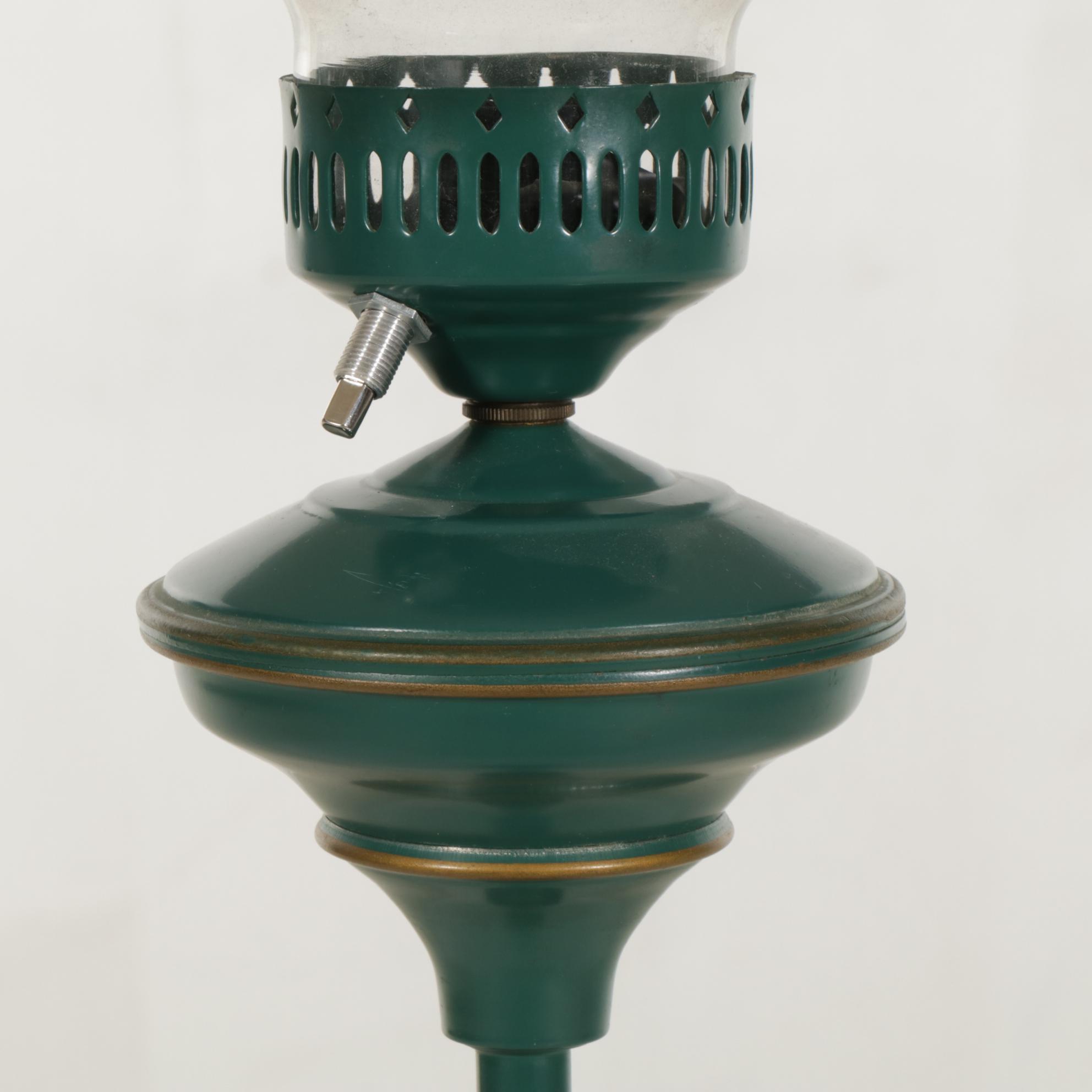 Green Toleware Metal Floor Lamp, Late 20th Century