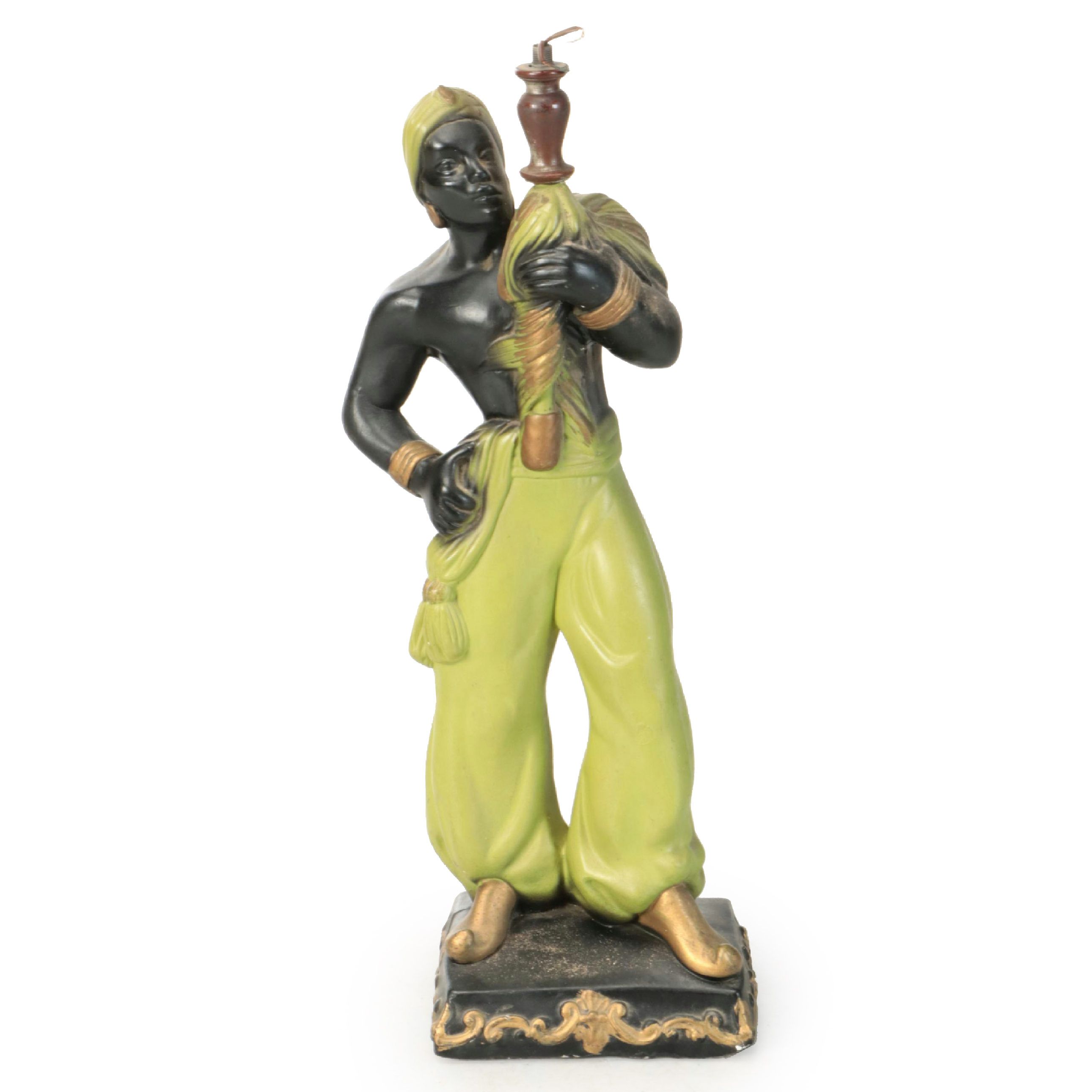 Chalkware Blackamoor Figural Table Lamp
