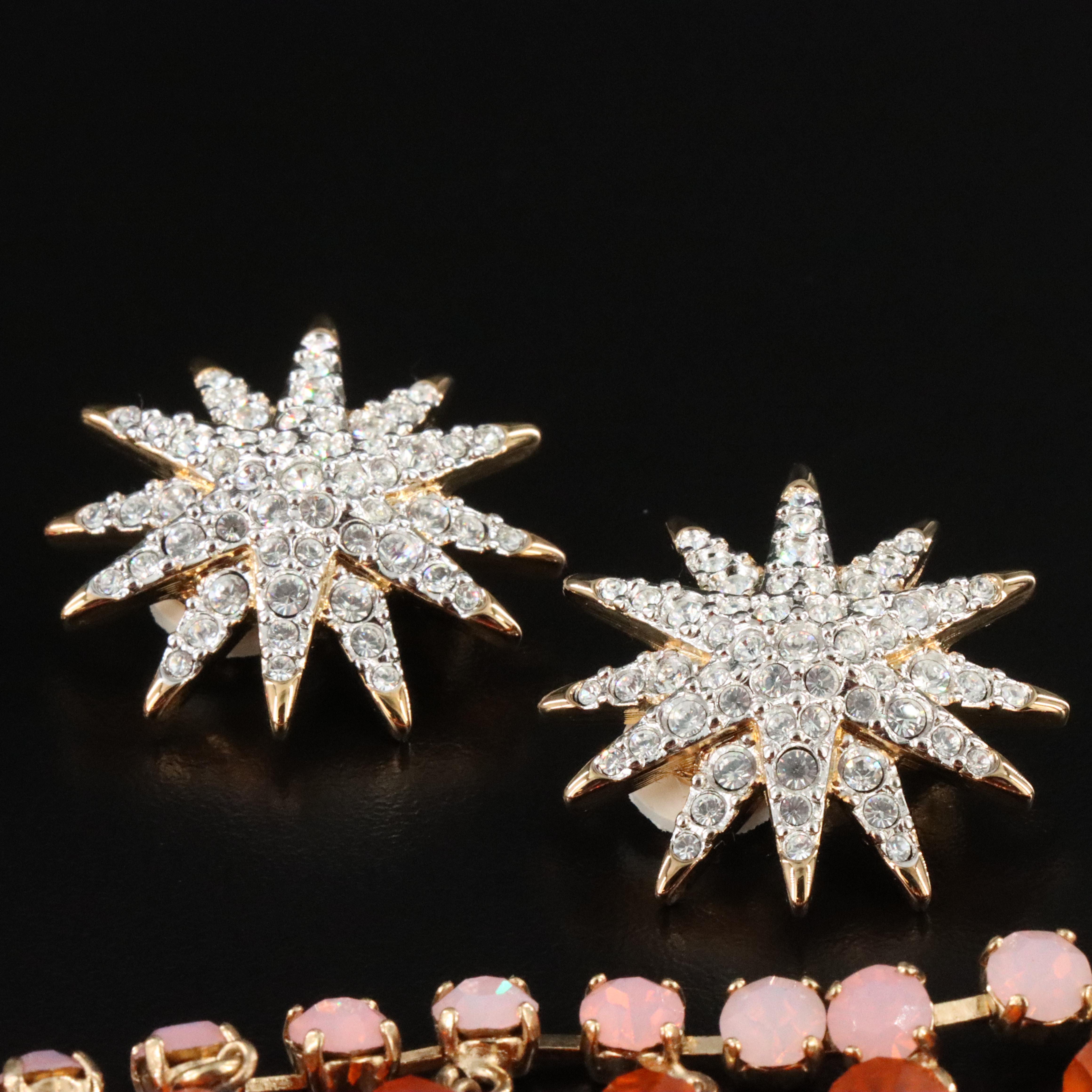 Hoop Earrings, Daniel Swarovski Bracelet and Swarovski Star Earrings