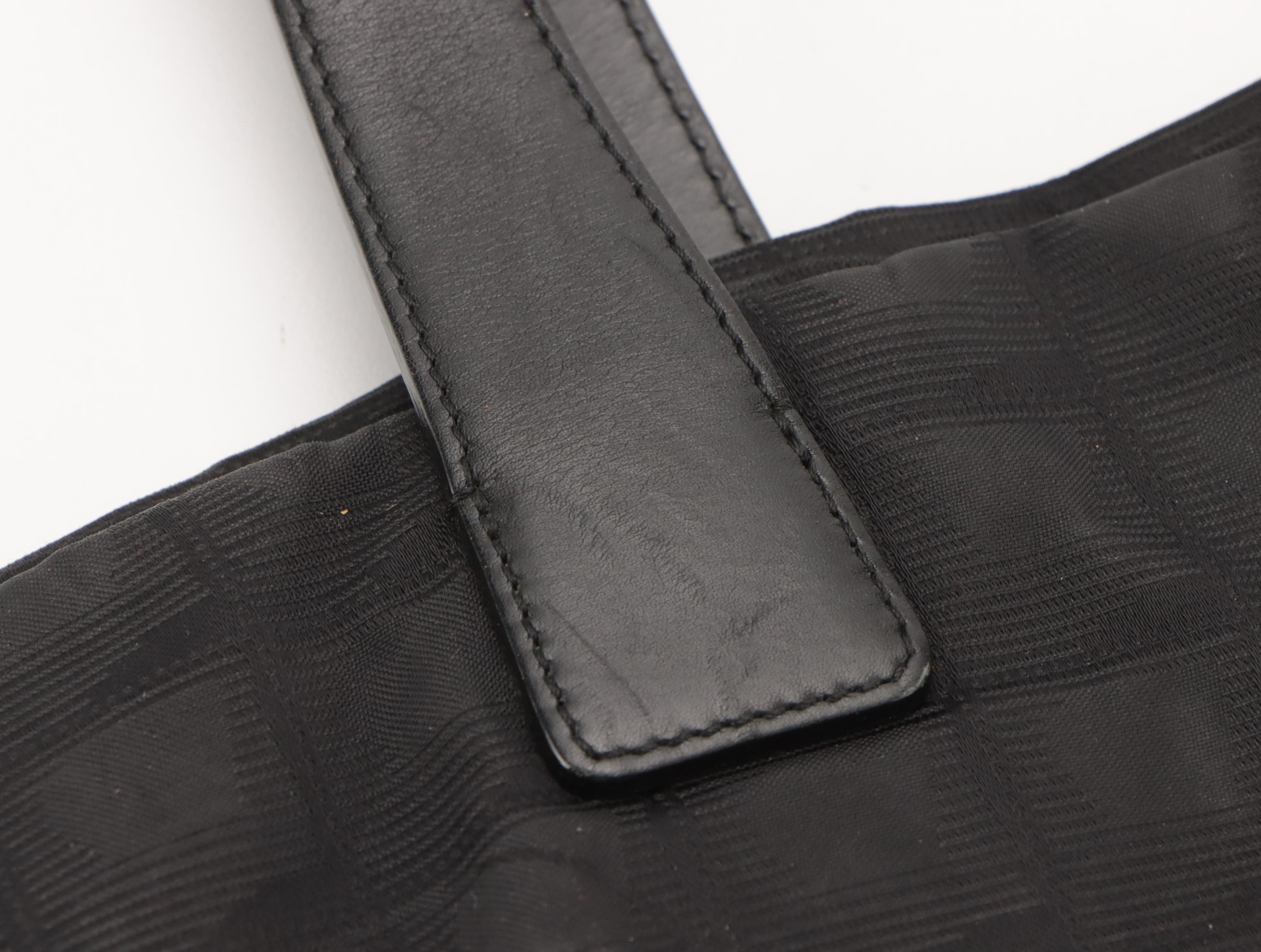 Chanel Travel Ligne Shoulder Tote in Black CC Nylon Jacquard with Leather Trim