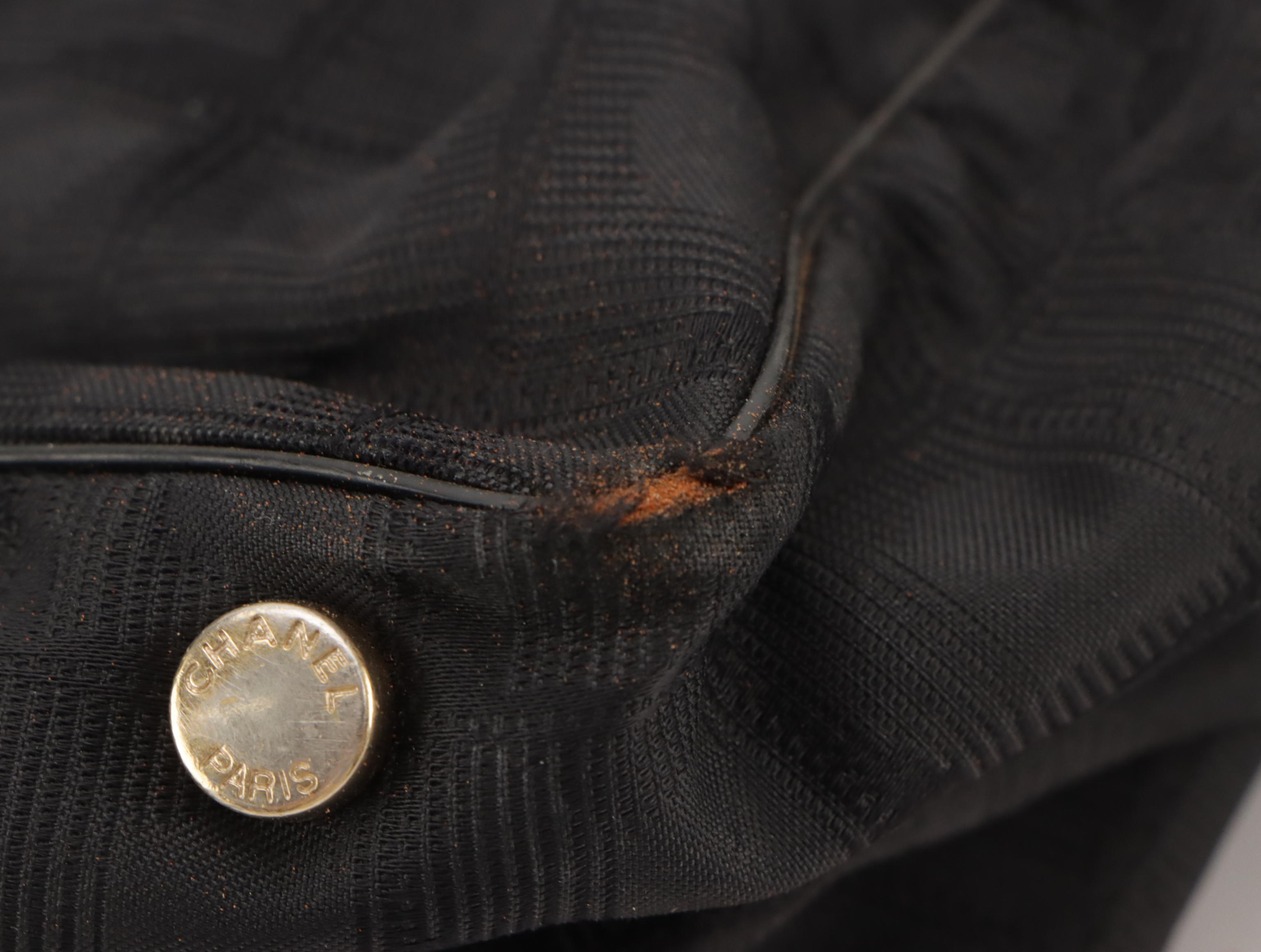 Chanel Travel Ligne Shoulder Tote in Black CC Nylon Jacquard with Leather Trim