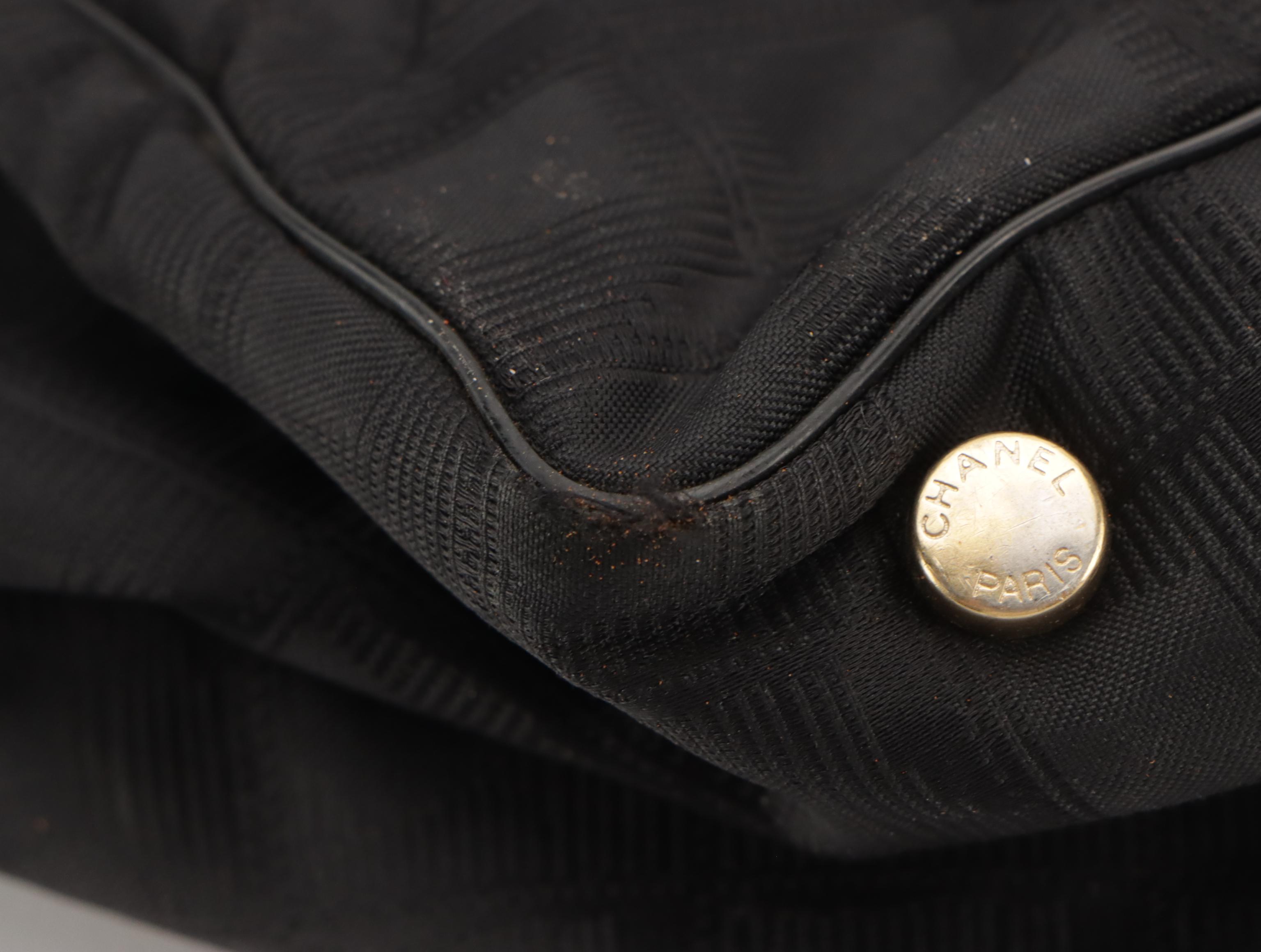 Chanel Travel Ligne Shoulder Tote in Black CC Nylon Jacquard with Leather Trim