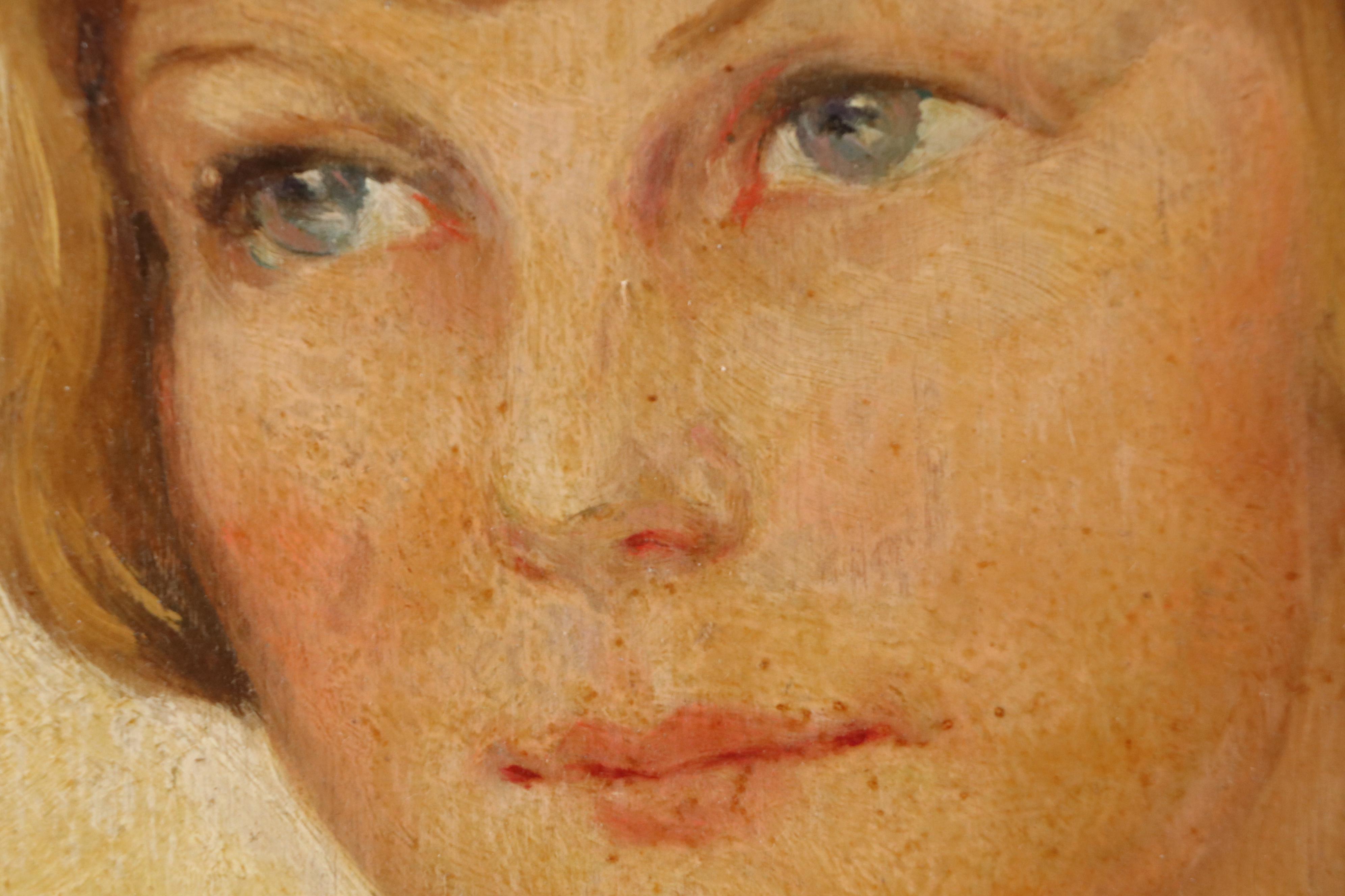 Portrait Oil Painting of Girl, Circa 1920