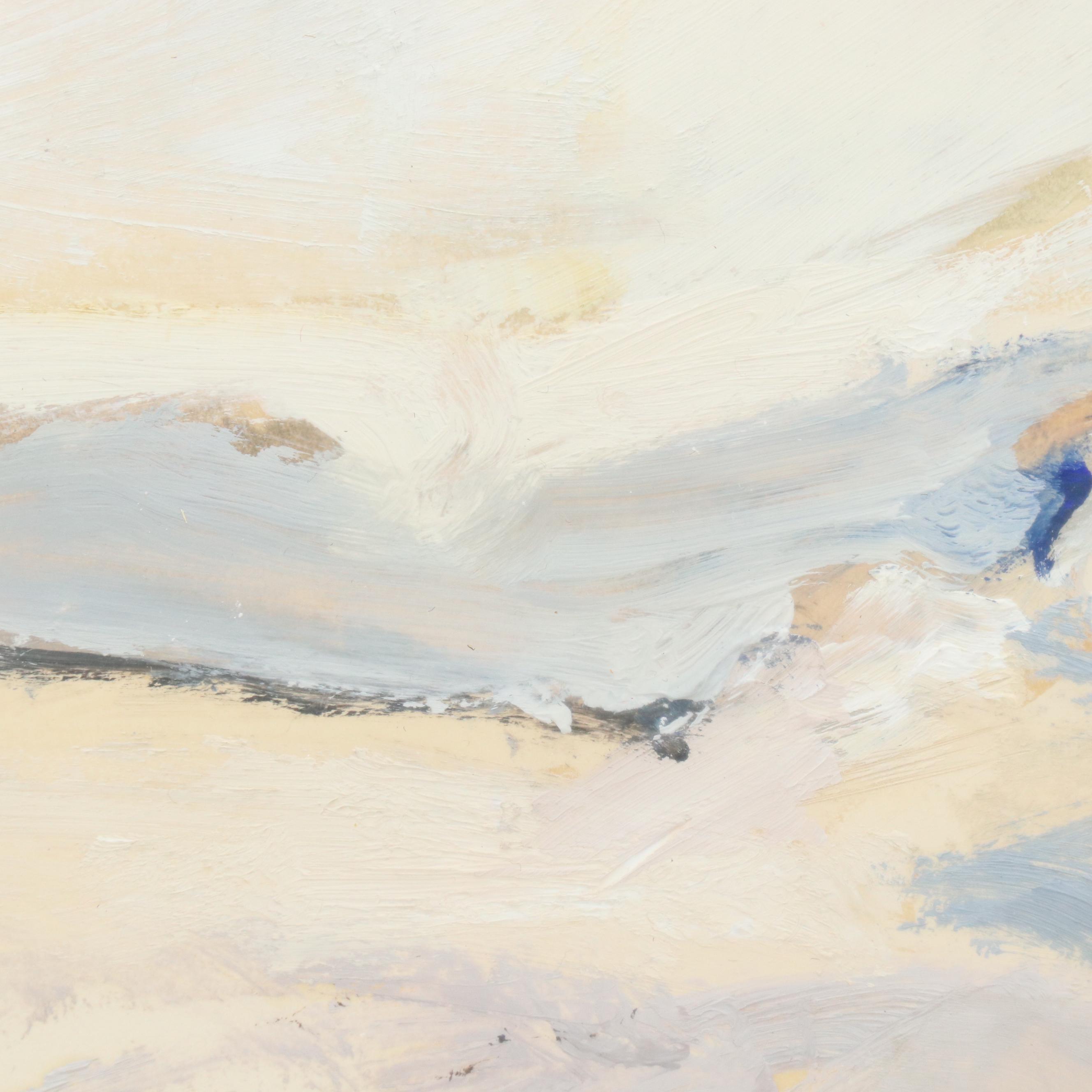 Modernist Mixed Media Painting of Reclining Figure