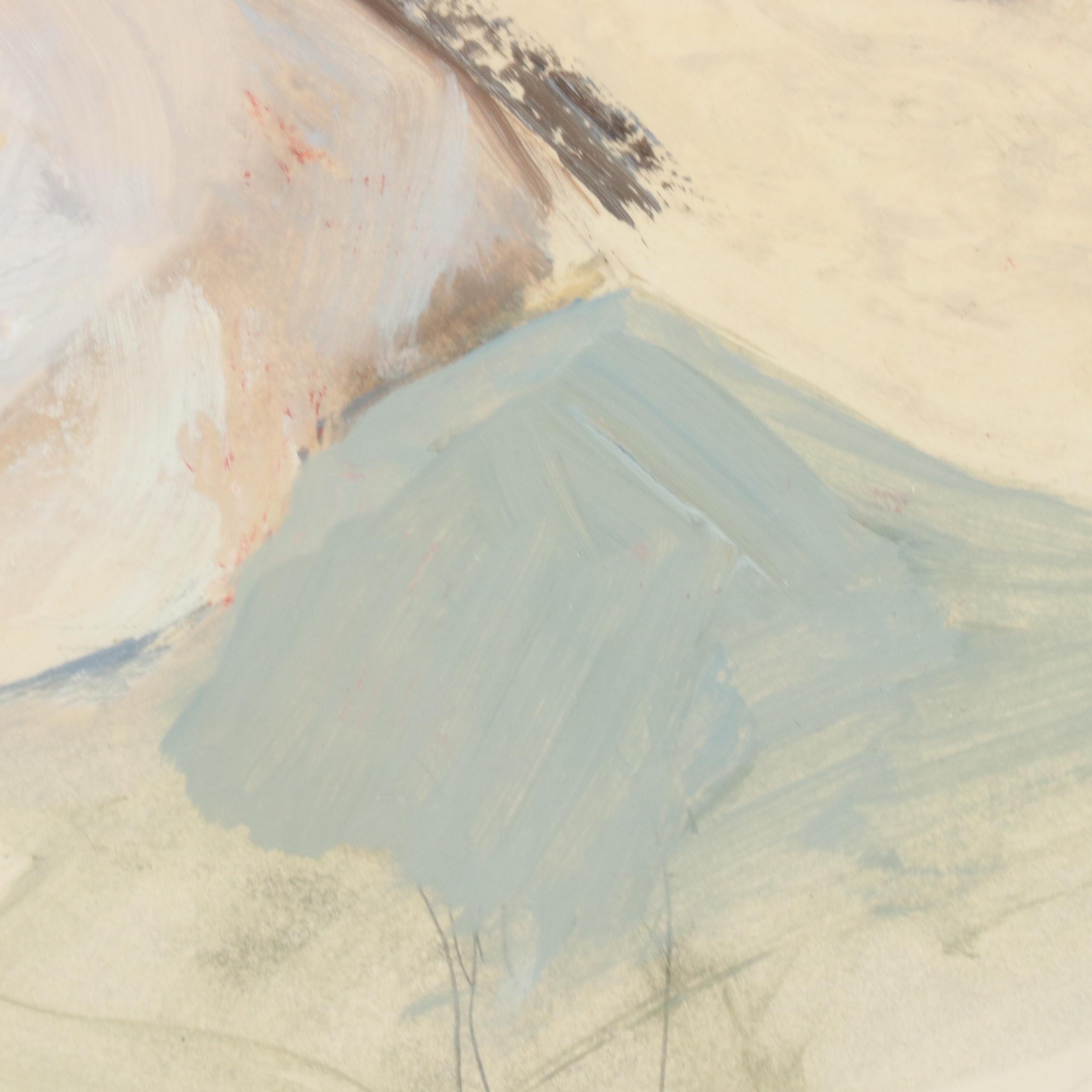 Modernist Mixed Media Painting of Reclining Figure