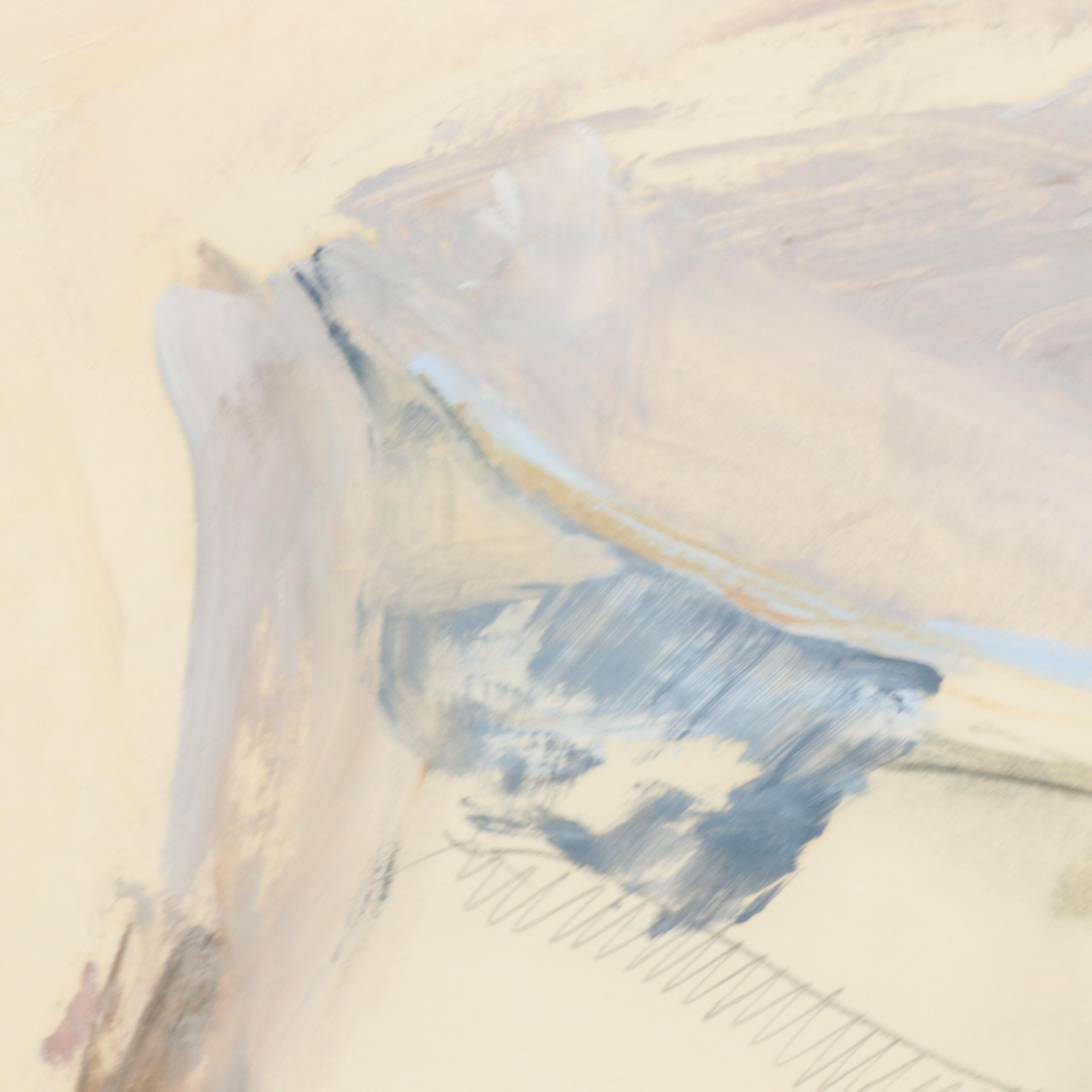 Modernist Mixed Media Painting of Reclining Figure