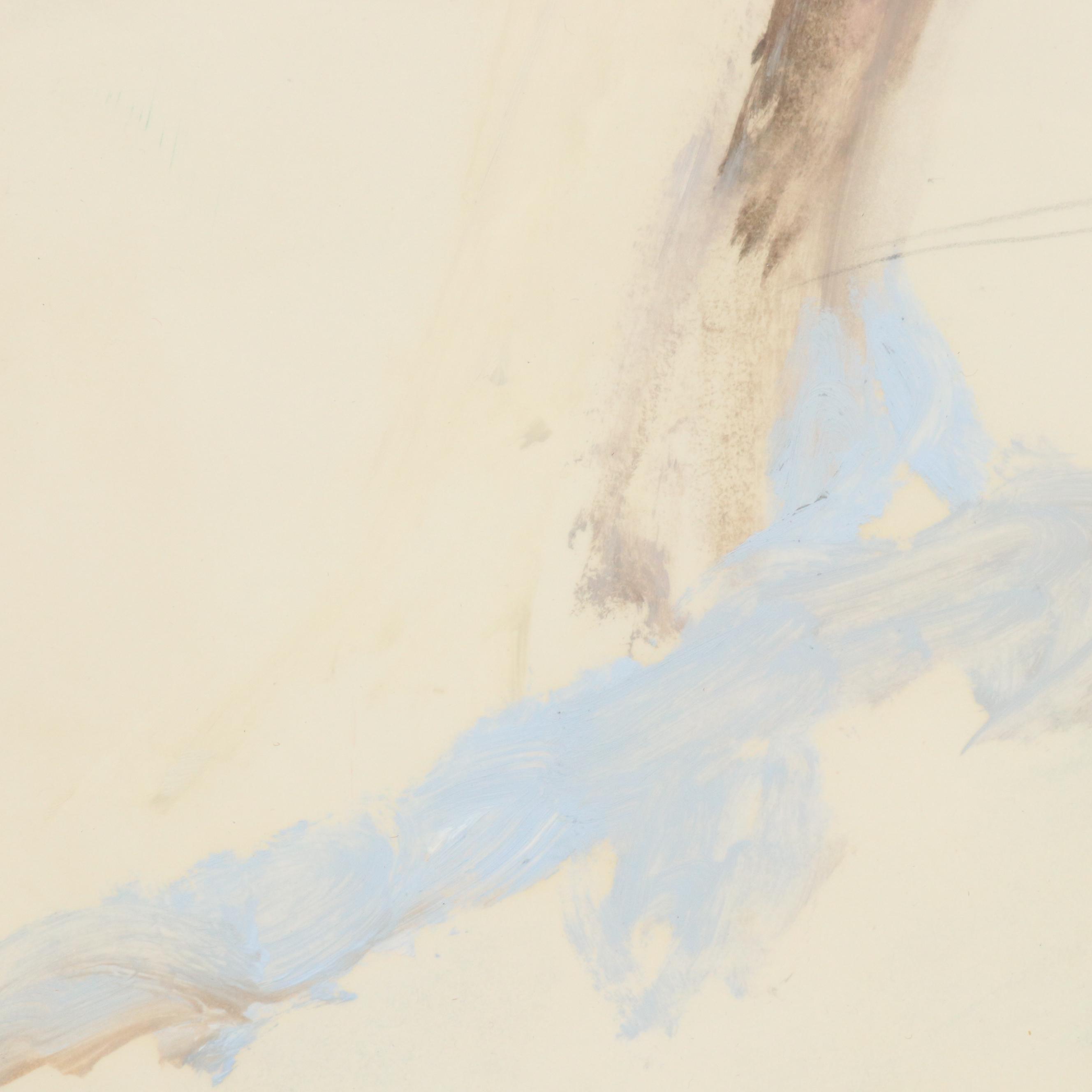 Modernist Mixed Media Painting of Reclining Figure