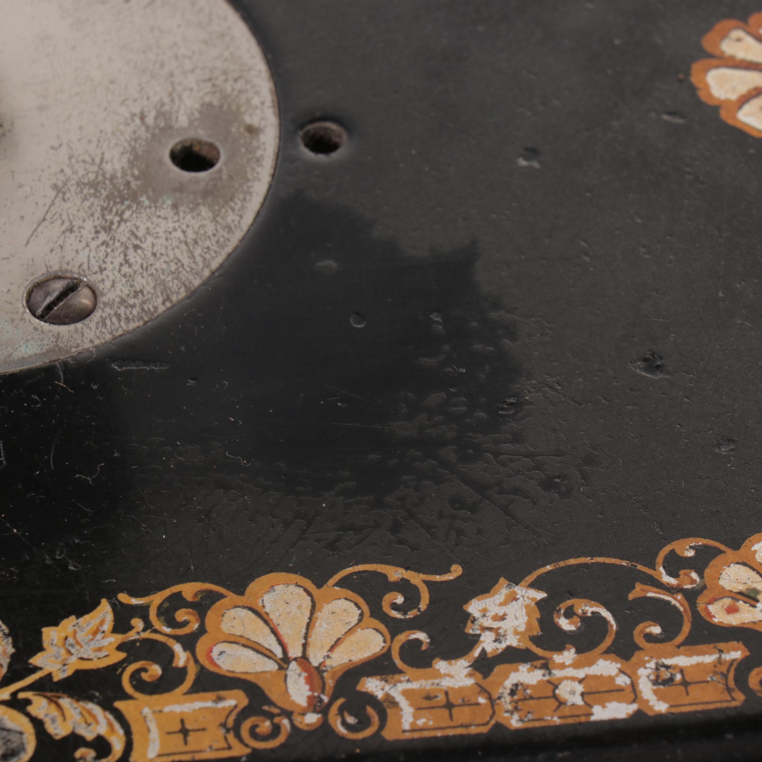 White Antique Treadle Sewing Machine with Oak Table