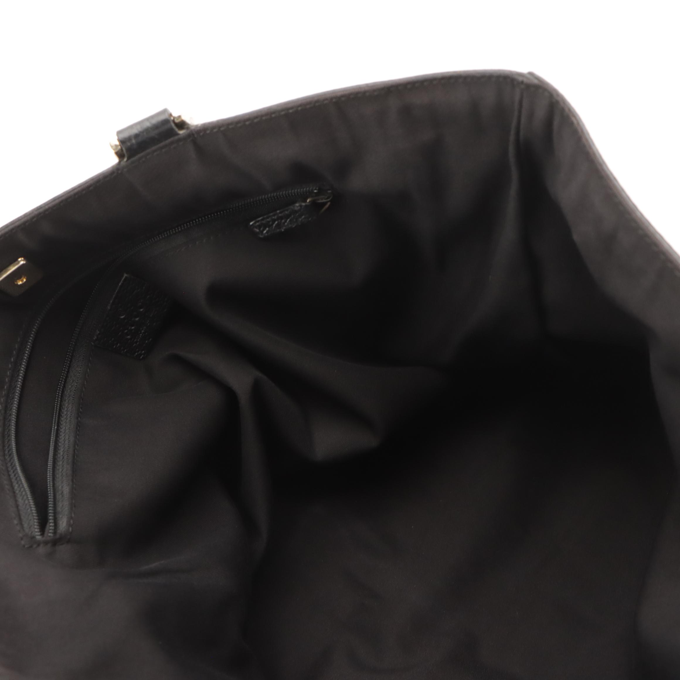 Gucci Abbey D-Ring Double Pocket Tote in Black GG Canvas and Leather Trim