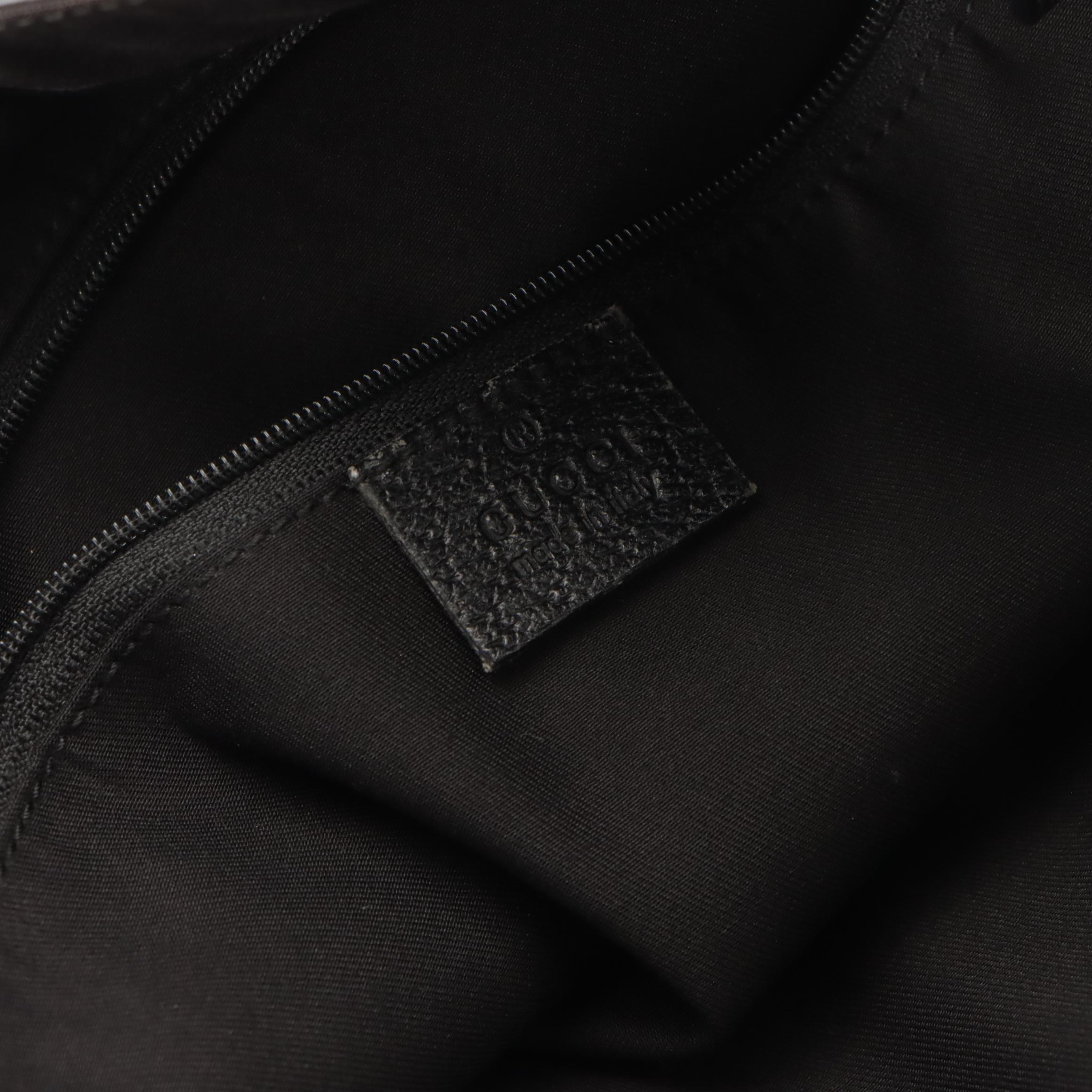 Gucci Abbey D-Ring Double Pocket Tote in Black GG Canvas and Leather Trim