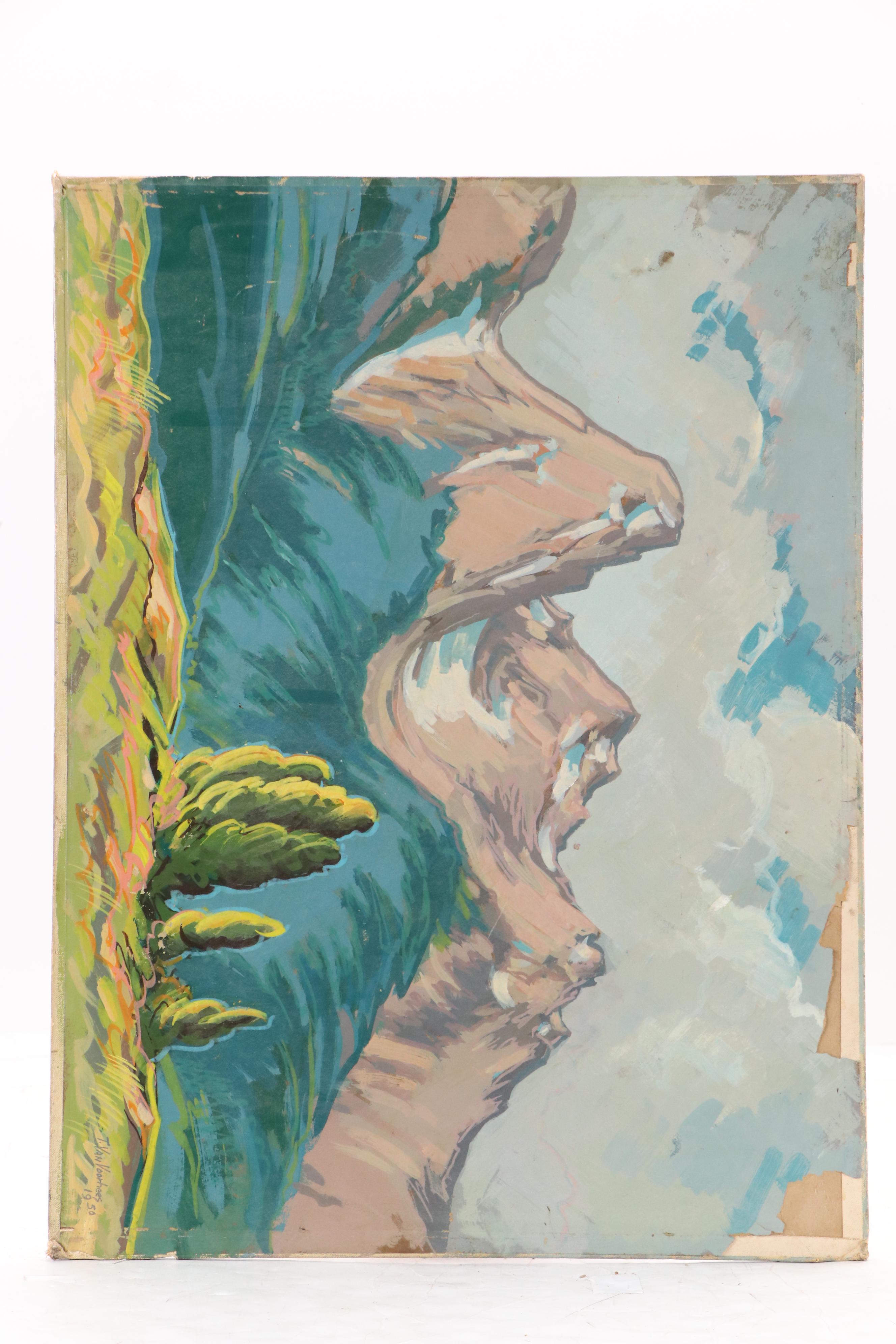 Oil Painting of Bespectacled Man's Self-Portrait