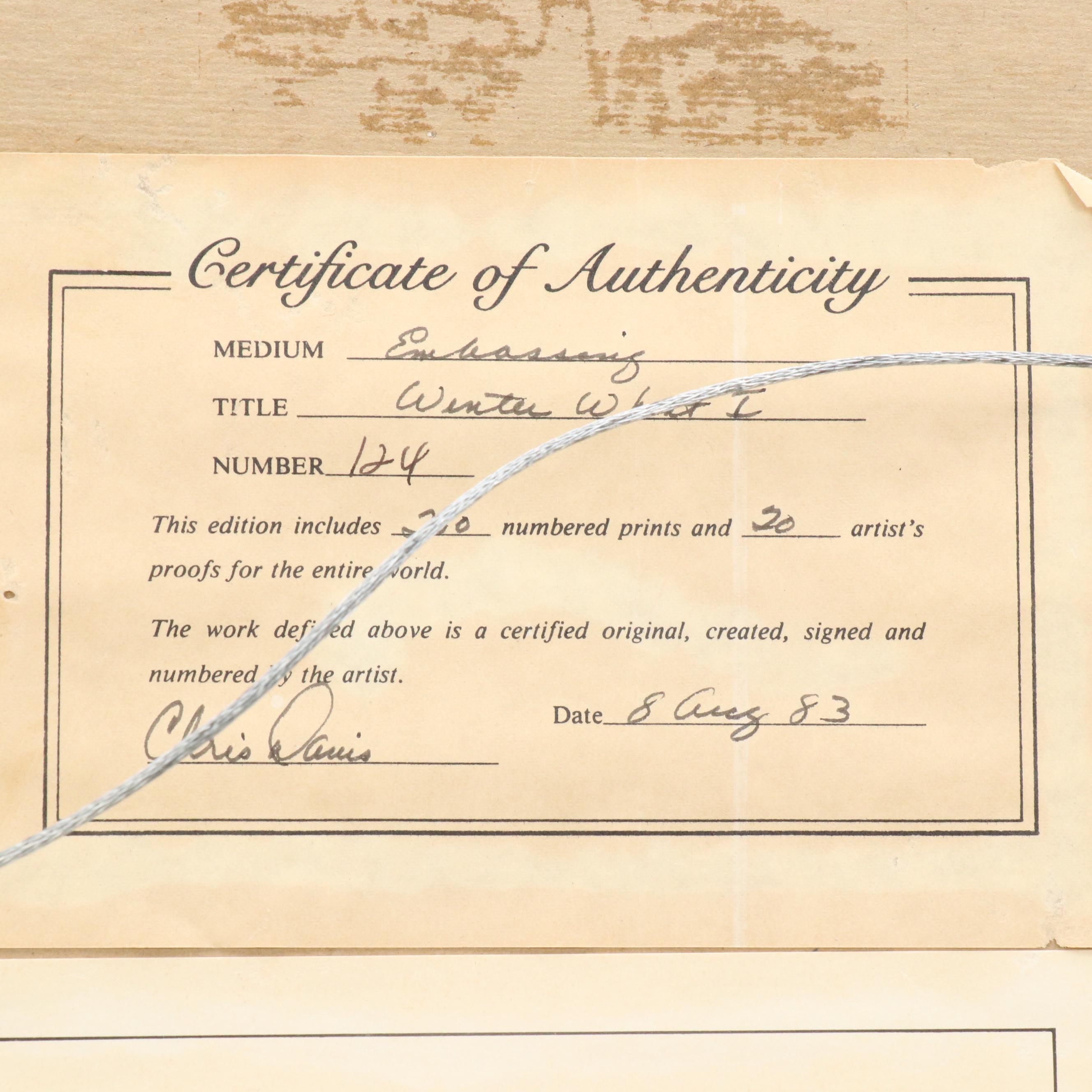 David Chris Embossing "Winter Wheat I," 1983