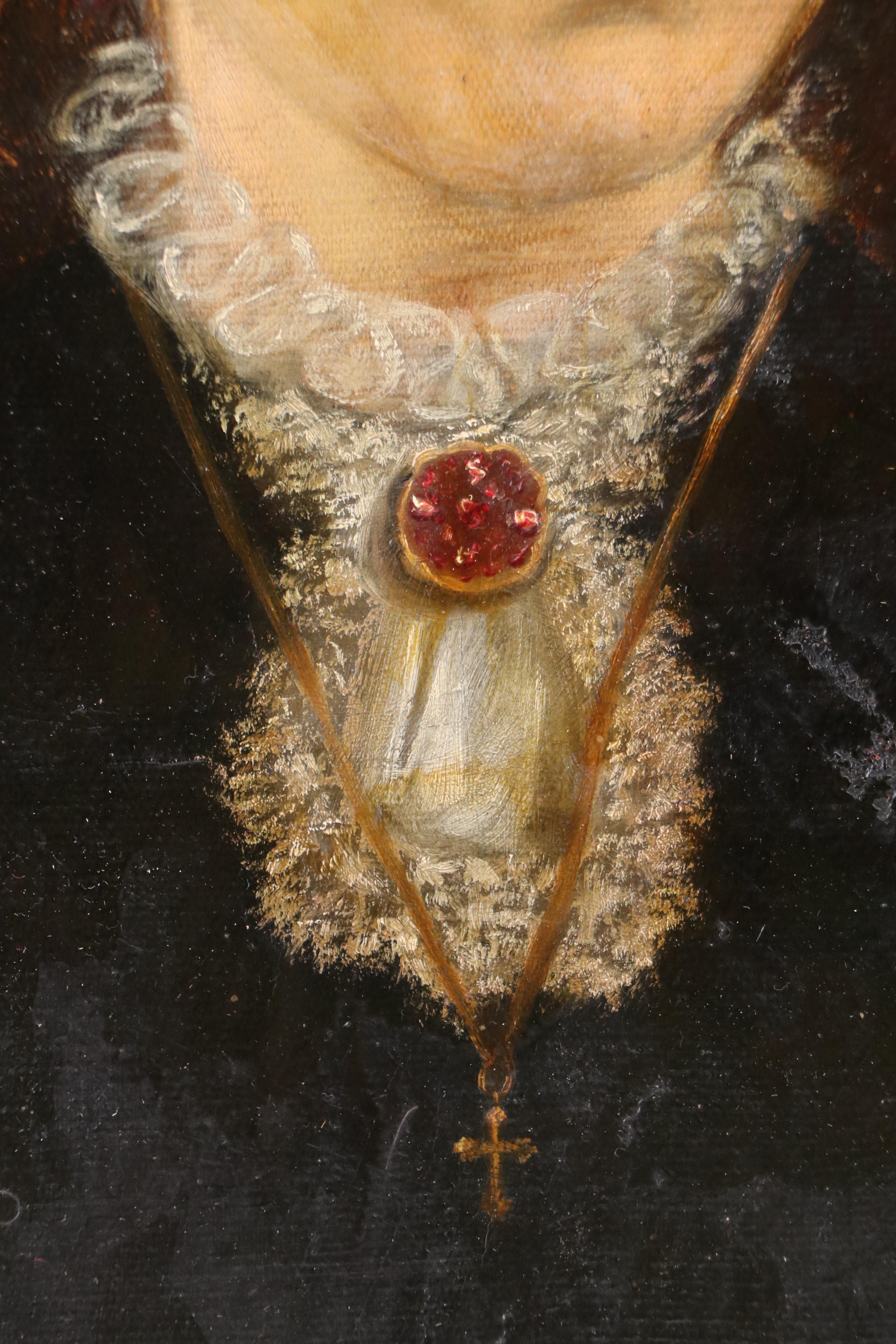 Antique Oil Portrait Painting of Girl, Circa 1900