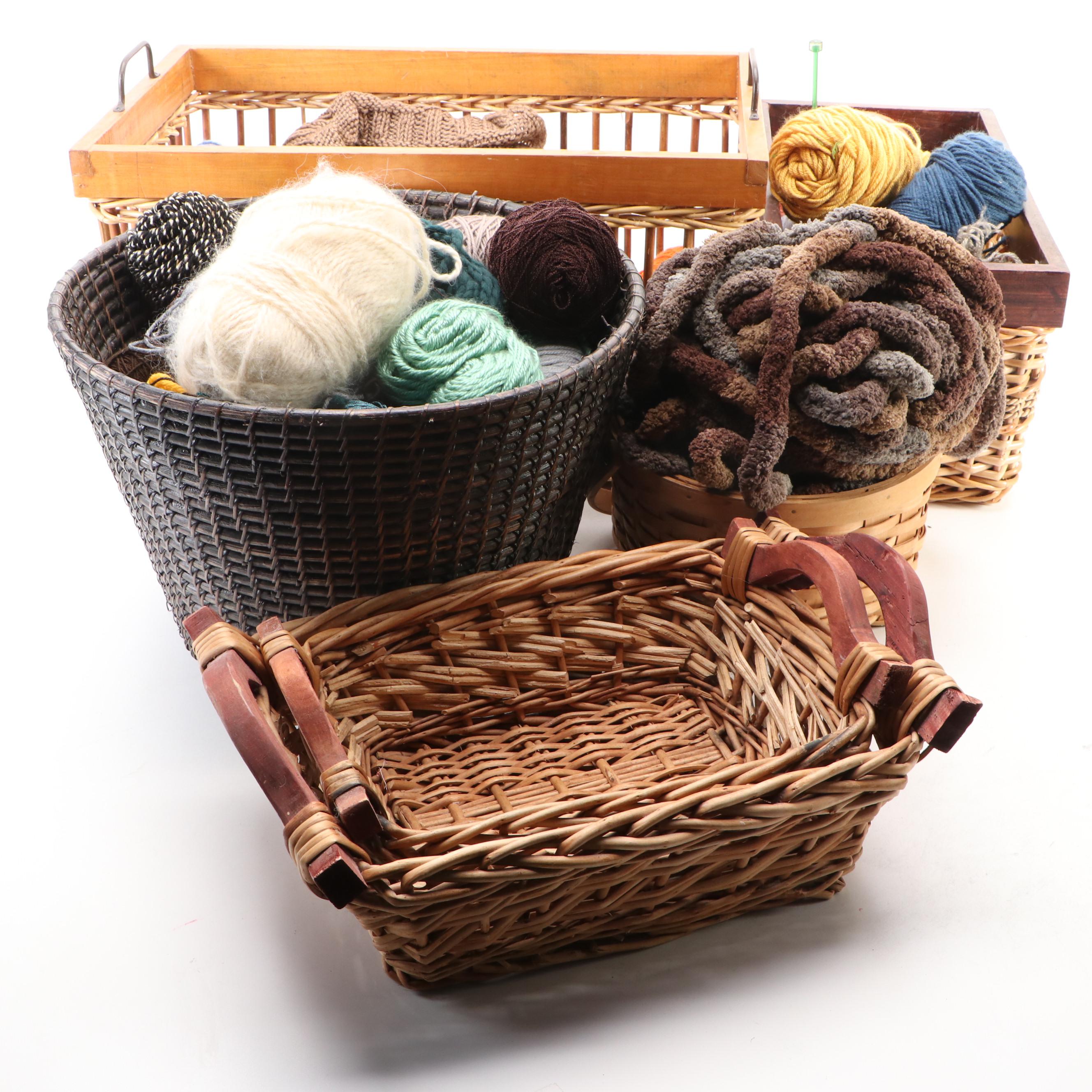 Premier with Other Yarn, Knitting Needles and Baskets
