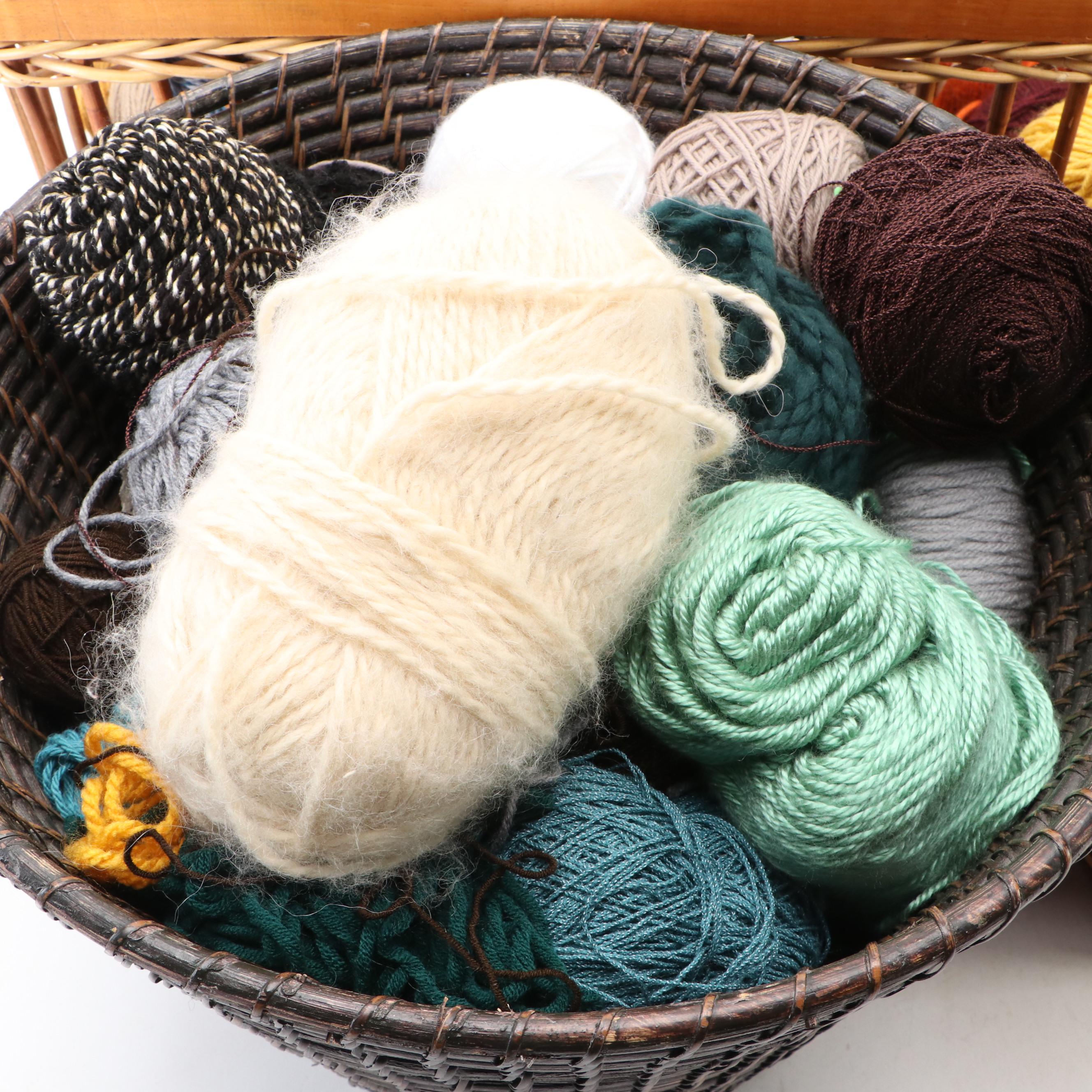 Premier with Other Yarn, Knitting Needles and Baskets