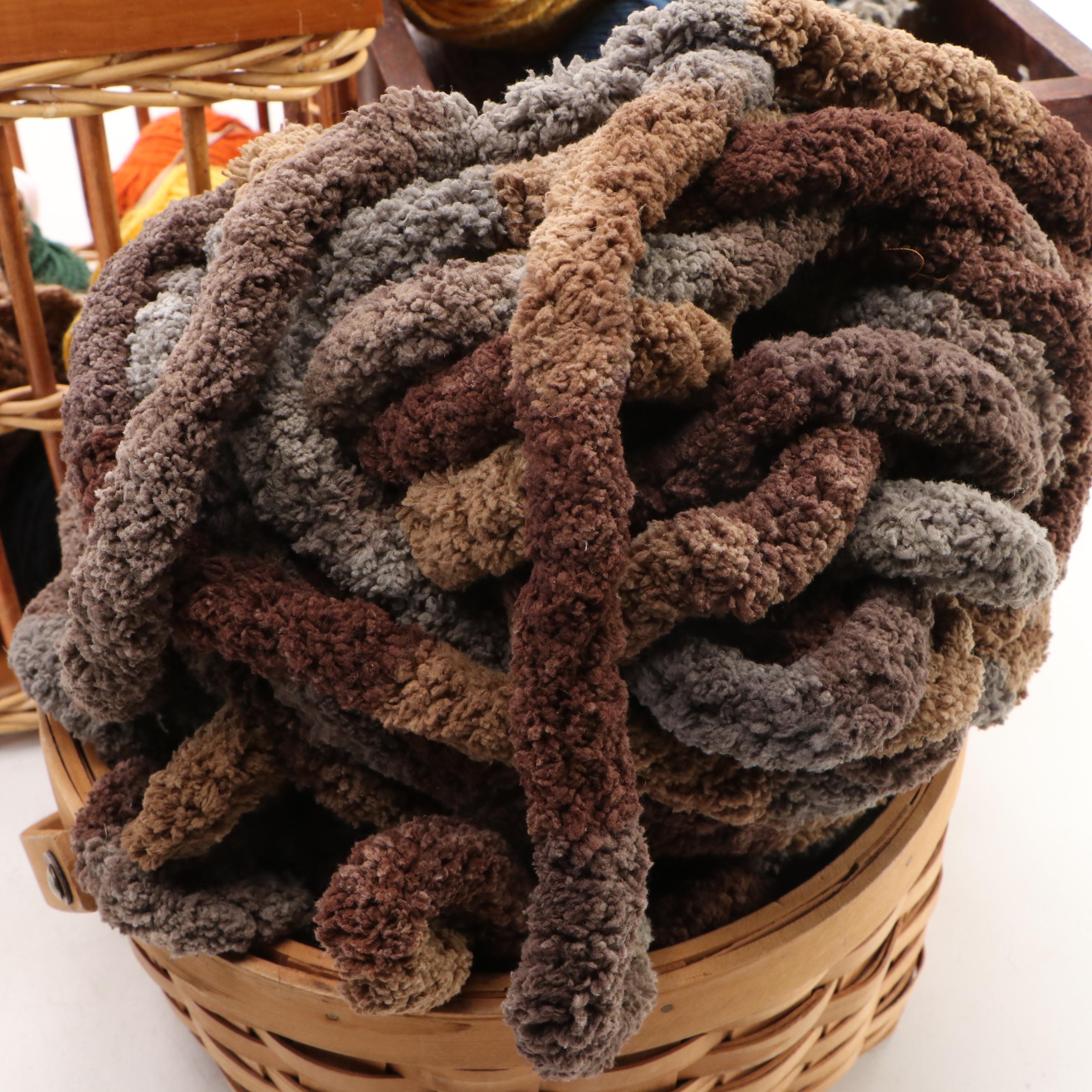 Premier with Other Yarn, Knitting Needles and Baskets