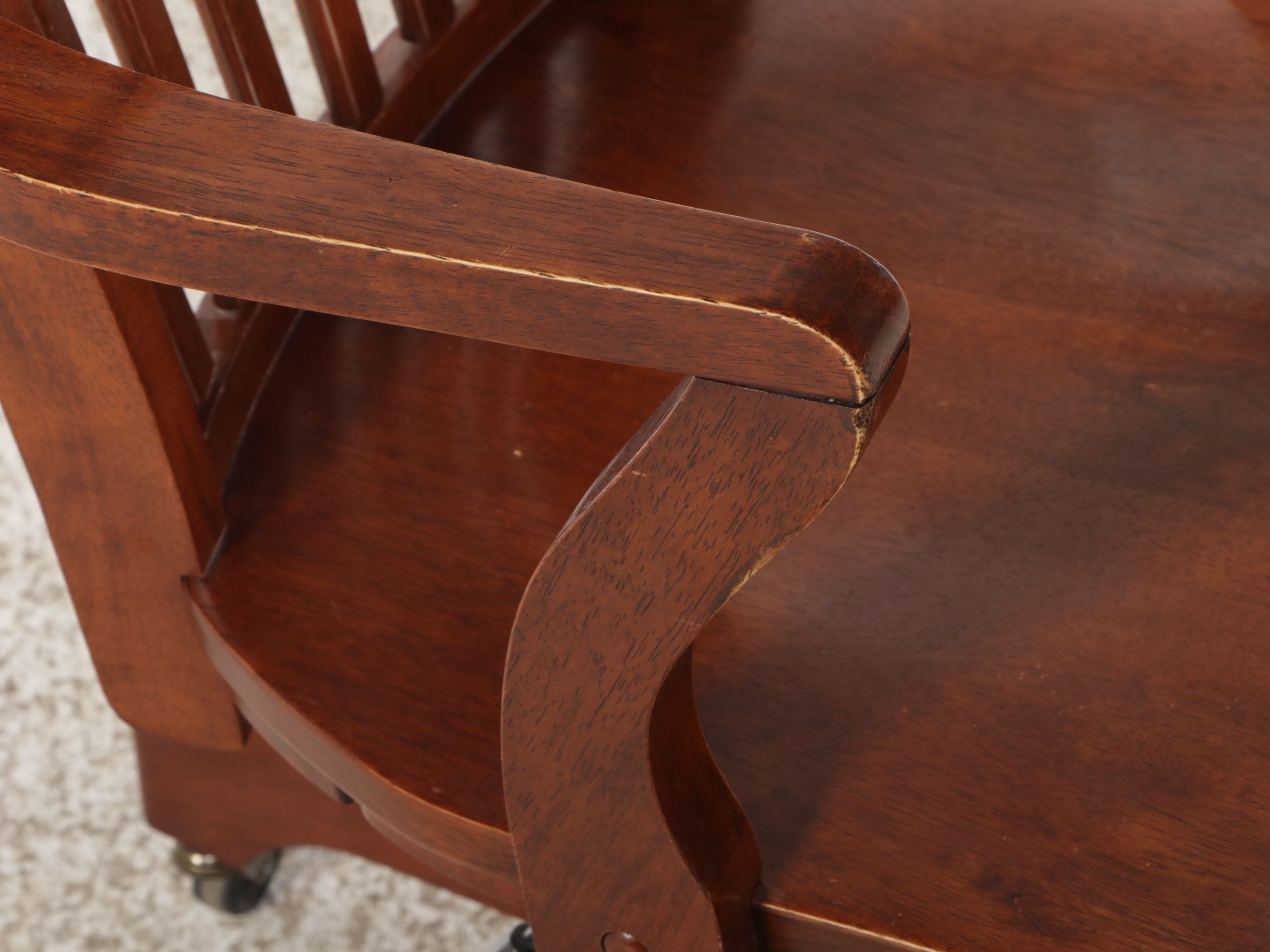 Walnut Swivel Banker's Chair