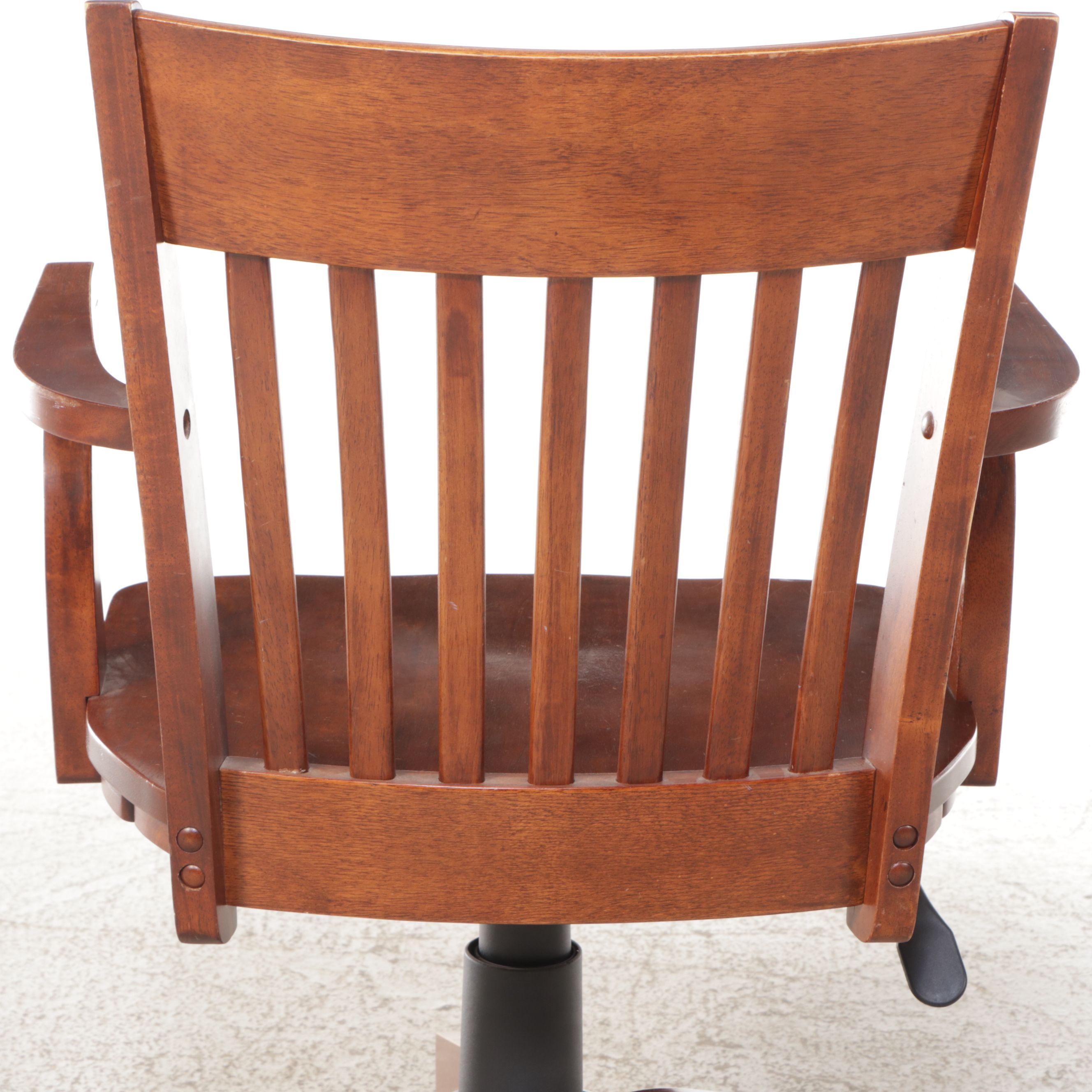 Walnut Swivel Banker's Chair