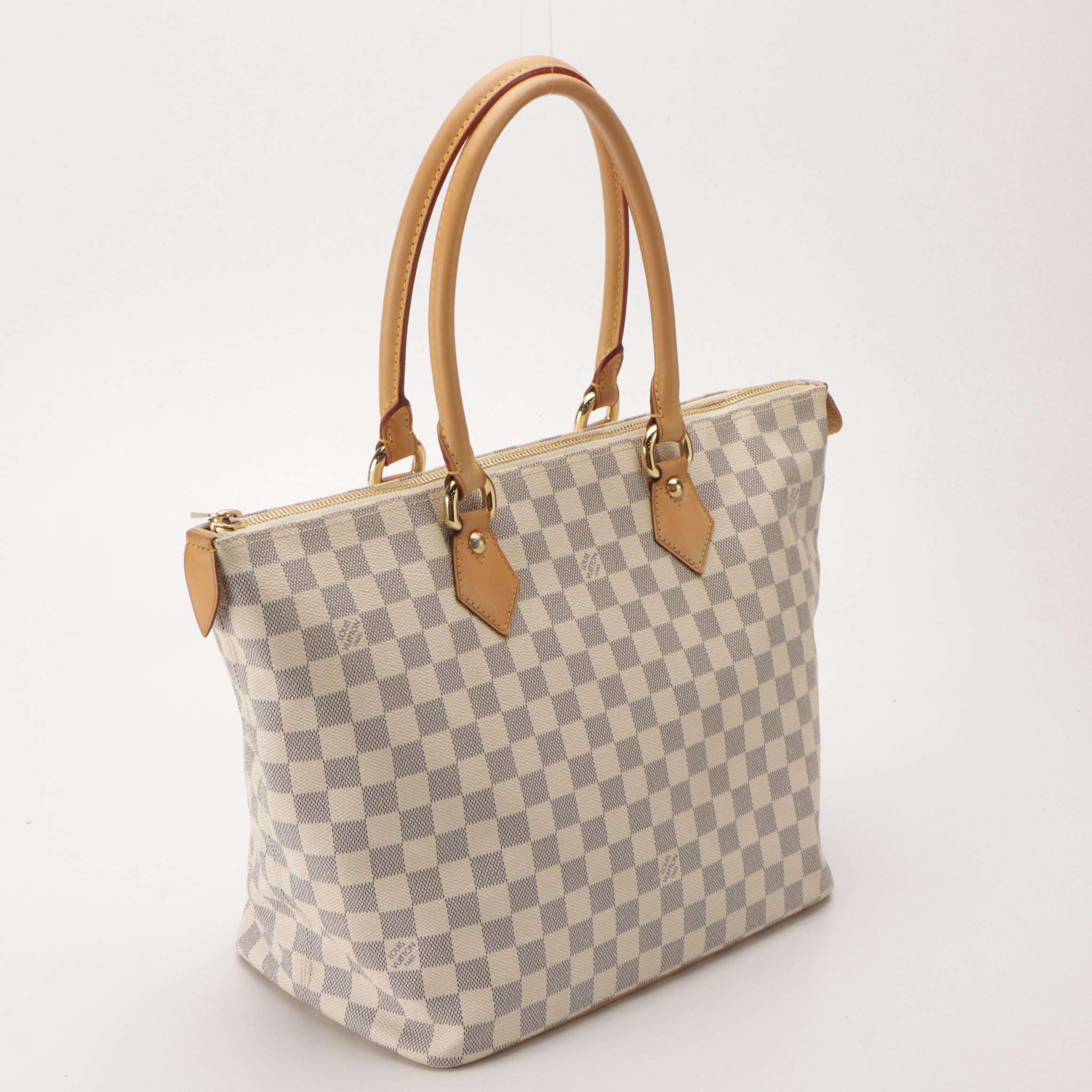 Louis Vuitton Saleya MM in Damier Azur Canvas and Vachetta Leather