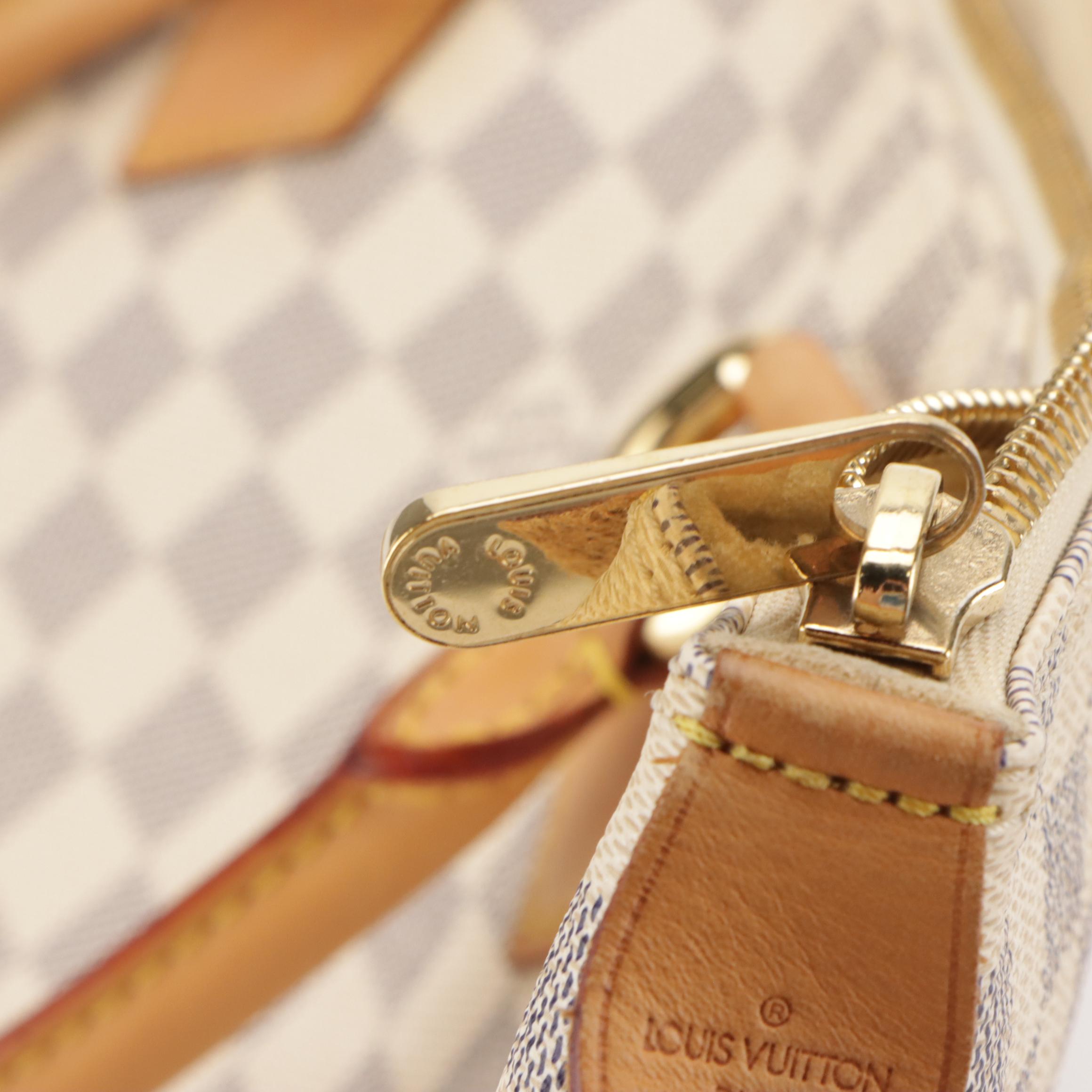 Louis Vuitton Saleya MM in Damier Azur Canvas and Vachetta Leather