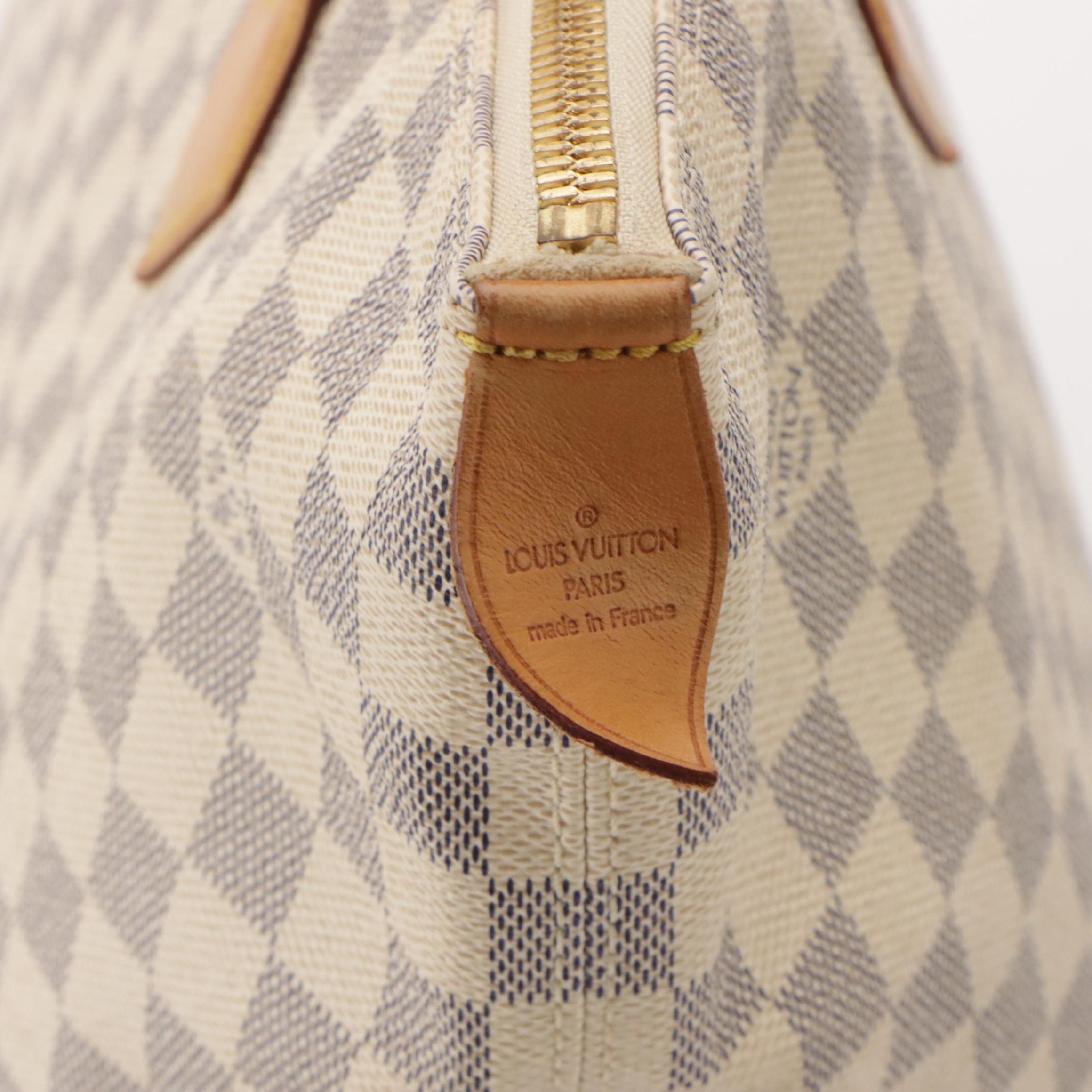 Louis Vuitton Saleya MM in Damier Azur Canvas and Vachetta Leather