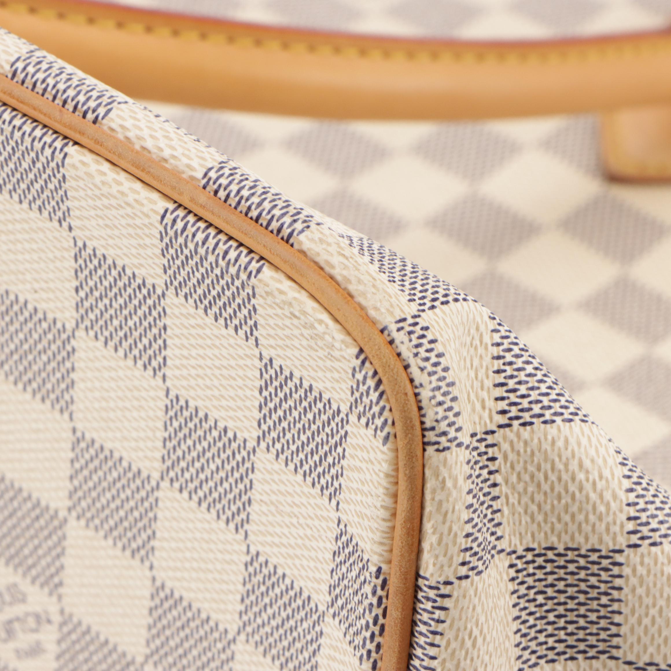 Louis Vuitton Saleya MM in Damier Azur Canvas and Vachetta Leather