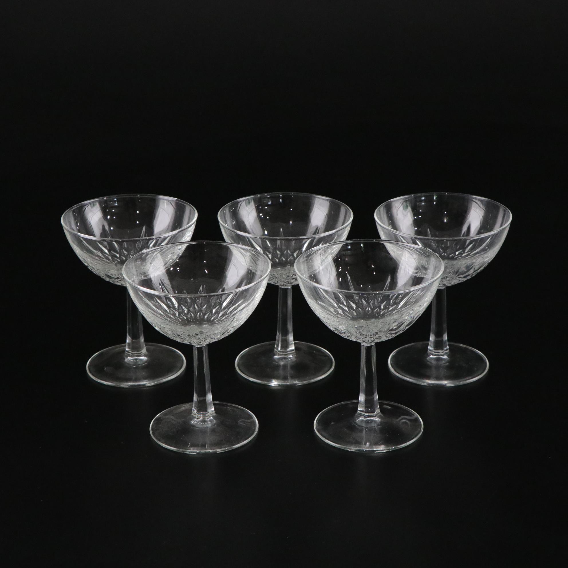 Cristal d'Arques-Durand "Diamante" Sherbet Glasses with Luminarc Wine Glasses