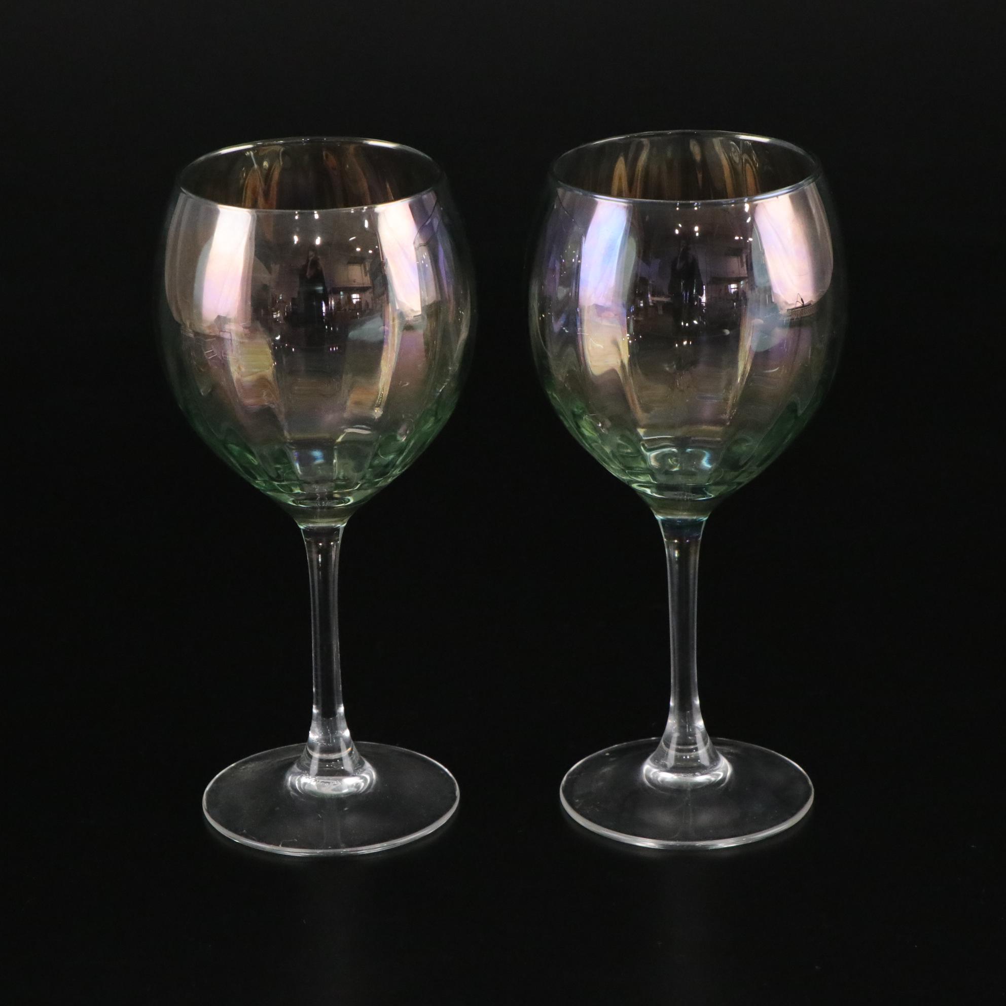 Cristal d'Arques-Durand "Diamante" Sherbet Glasses with Luminarc Wine Glasses