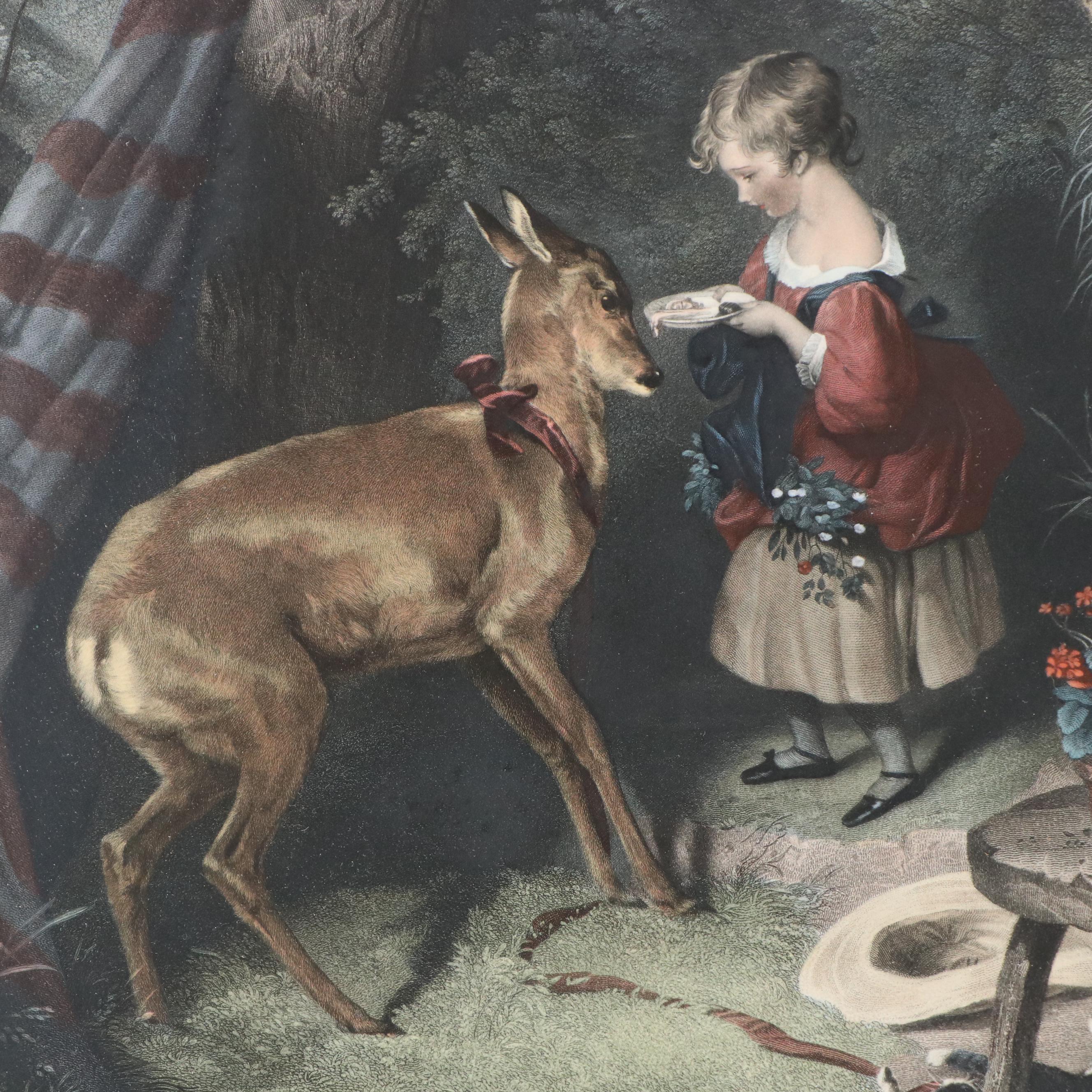 Hand-Colored Engraving After Sir Edwin Landseer "The Pets," 1877